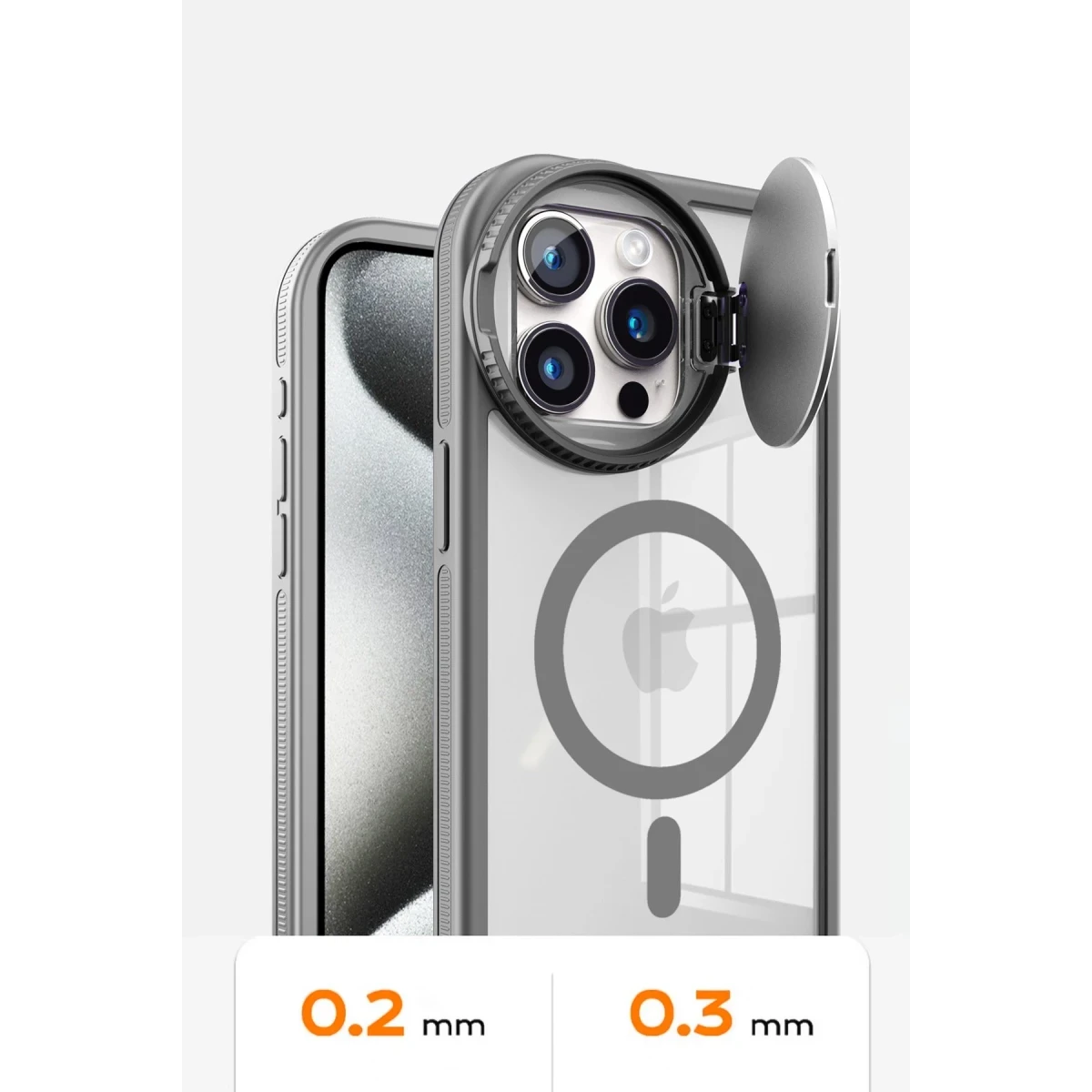 Newface Apple iPhone 15 Pro Kılıf Teleskop Lens Magsafe Silikon Kapak - Siyah — görsel 10