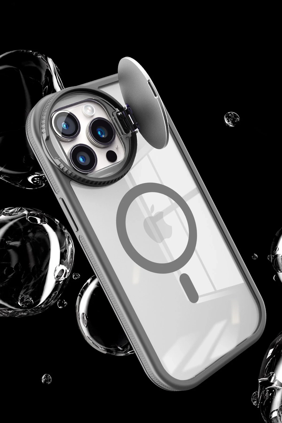 Newface iPhone 15 Pro Kılıf Teleskop Lens Magsafe Silikon Kapak - Derin Mor