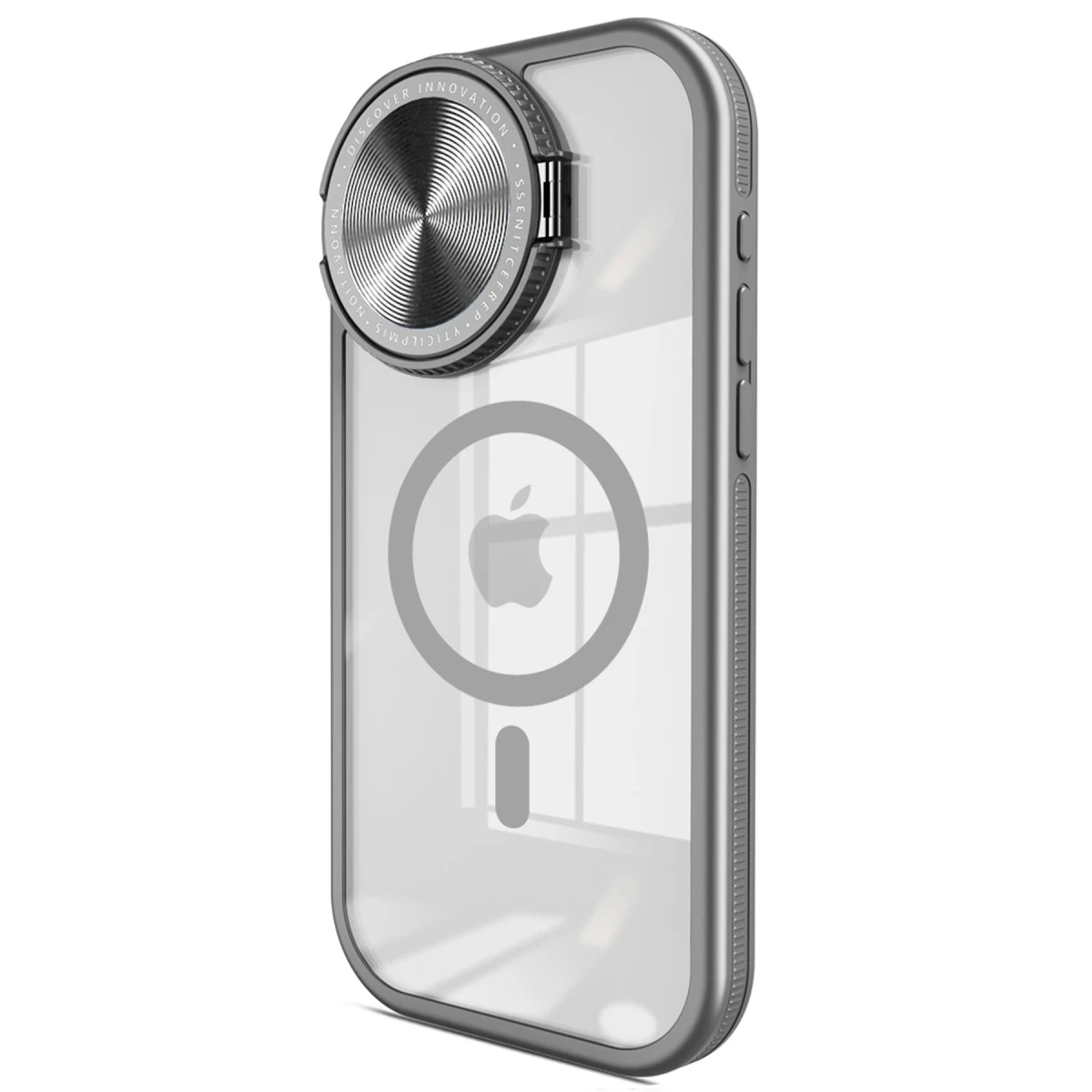 Newface Apple iPhone 15 Pro Kılıf Teleskop Lens Magsafe Silikon Kapak - Titan Gri