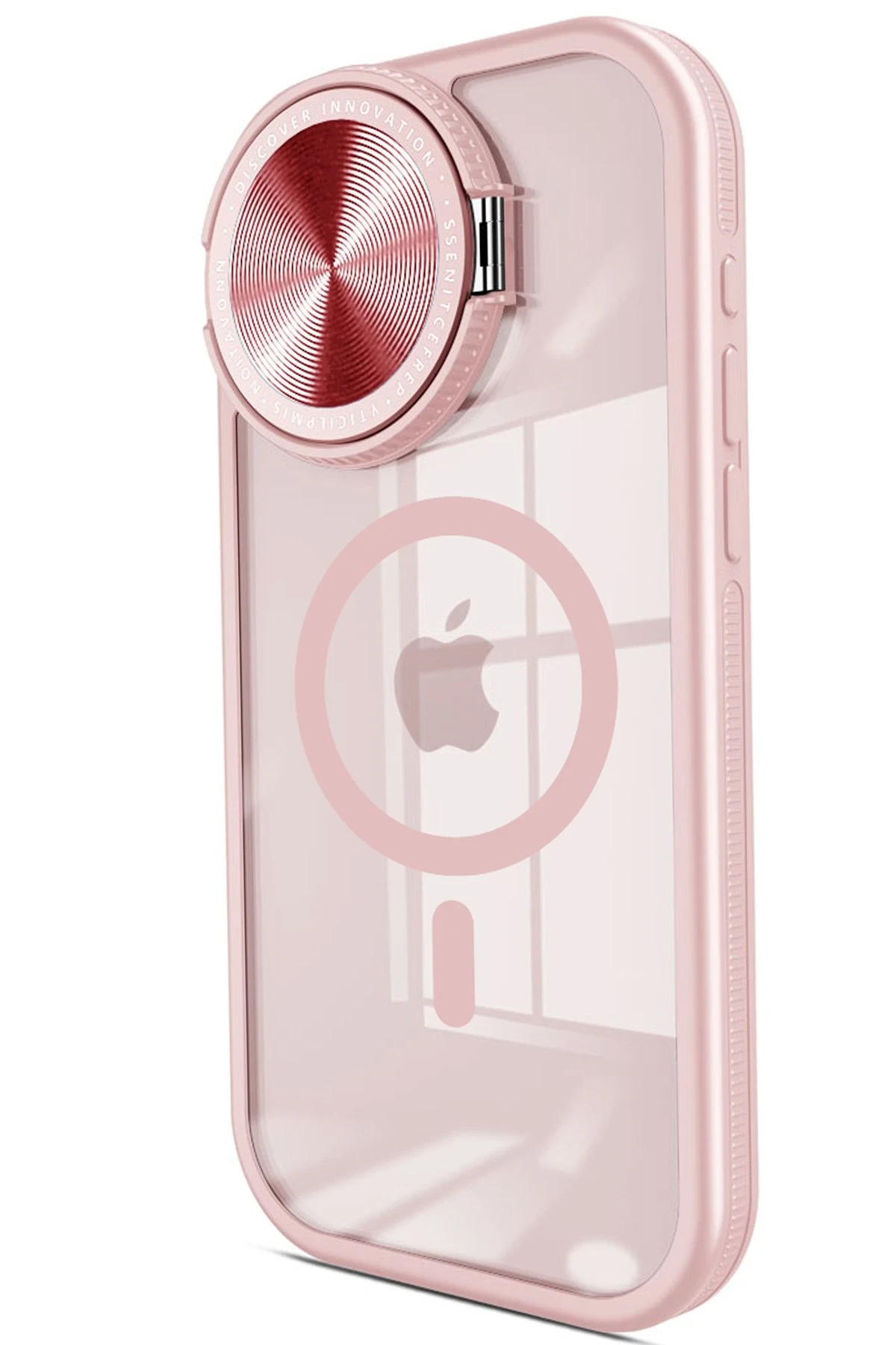 Newface iPhone 15 Pro Kılıf Teleskop Lens Magsafe Silikon Kapak - Pembe