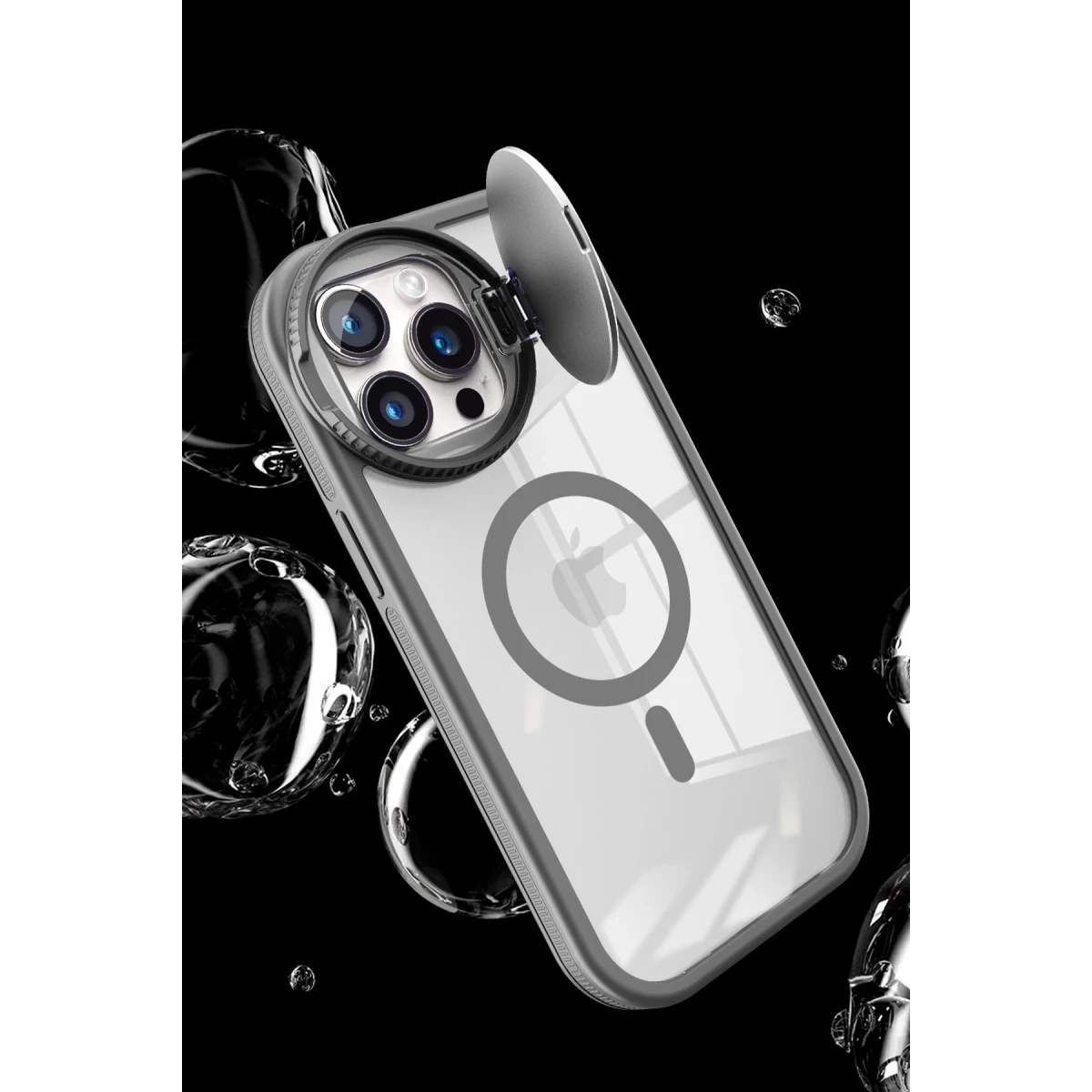 Newface Apple iPhone 15 Pro Max Kılıf Teleskop Lens Magsafe Silikon Kapak - Siyah — görsel 9