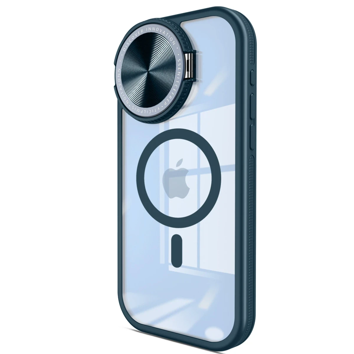 Newface Apple iPhone 15 Pro Max Kılıf Teleskop Lens Magsafe Silikon Kapak - Lacivert