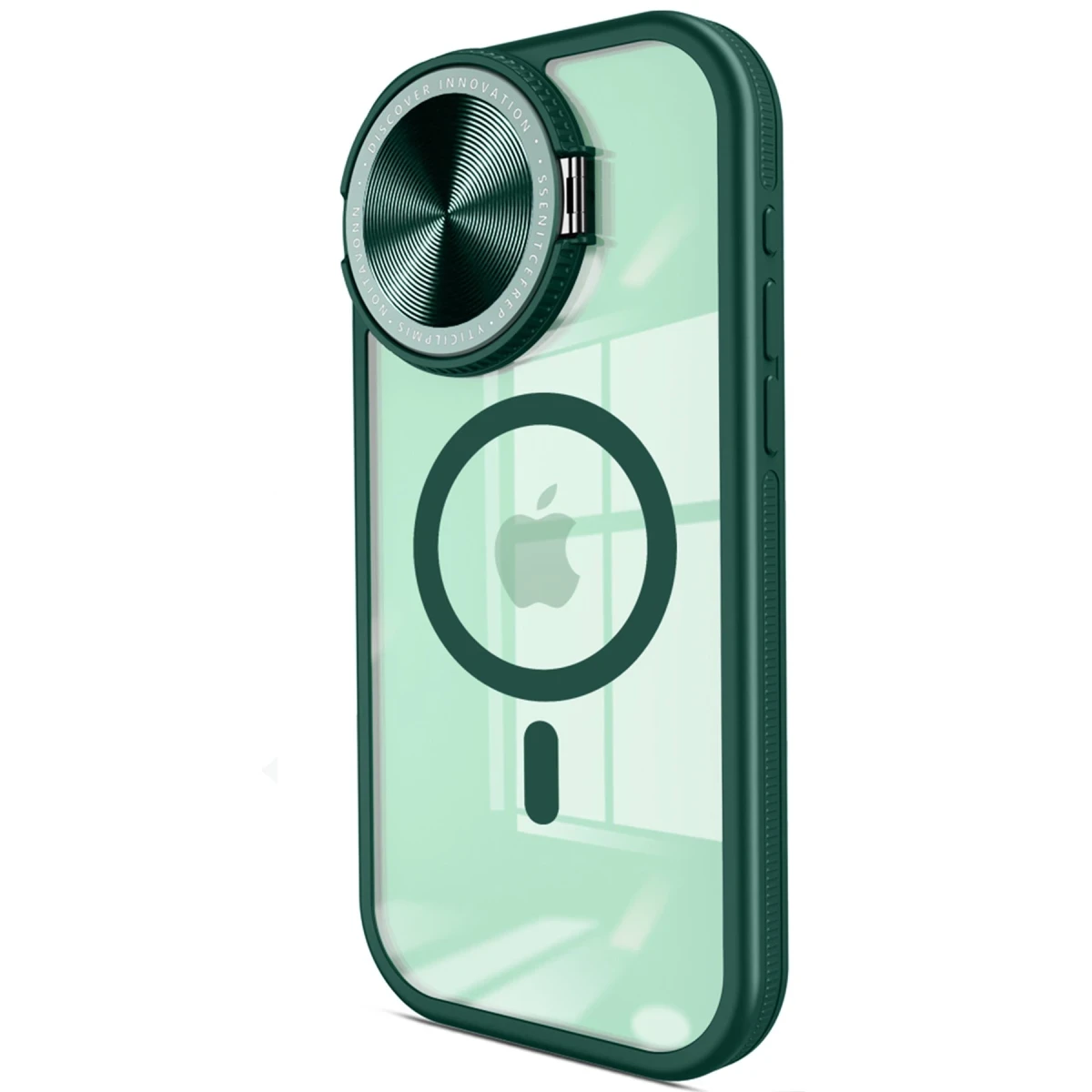 Newface Apple iPhone 15 Pro Max Kılıf Teleskop Lens Magsafe Silikon Kapak - Koyu Yeşil