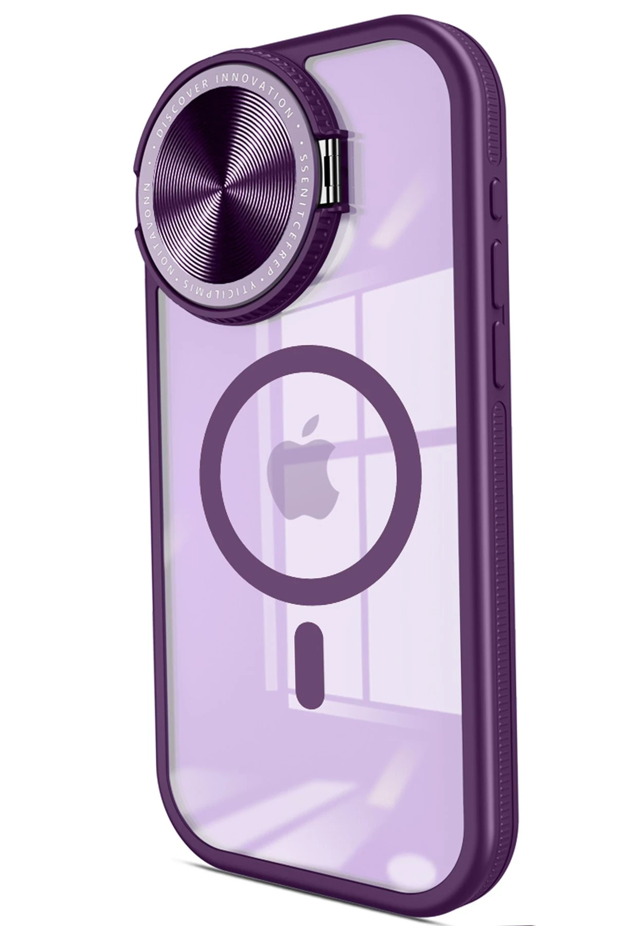 Newface iPhone 15 Pro Max Kılıf Teleskop Lens Magsafe Silikon Kapak - Derin Mor