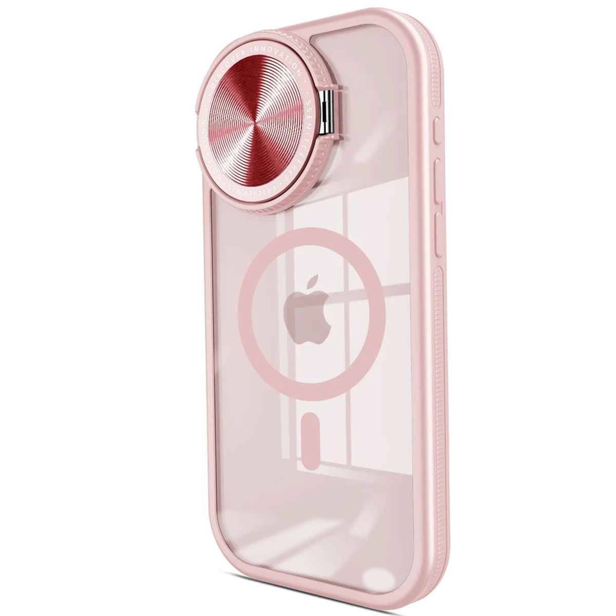 Newface Apple iPhone 15 Pro Max Kılıf Teleskop Lens Magsafe Silikon Kapak - Pembe