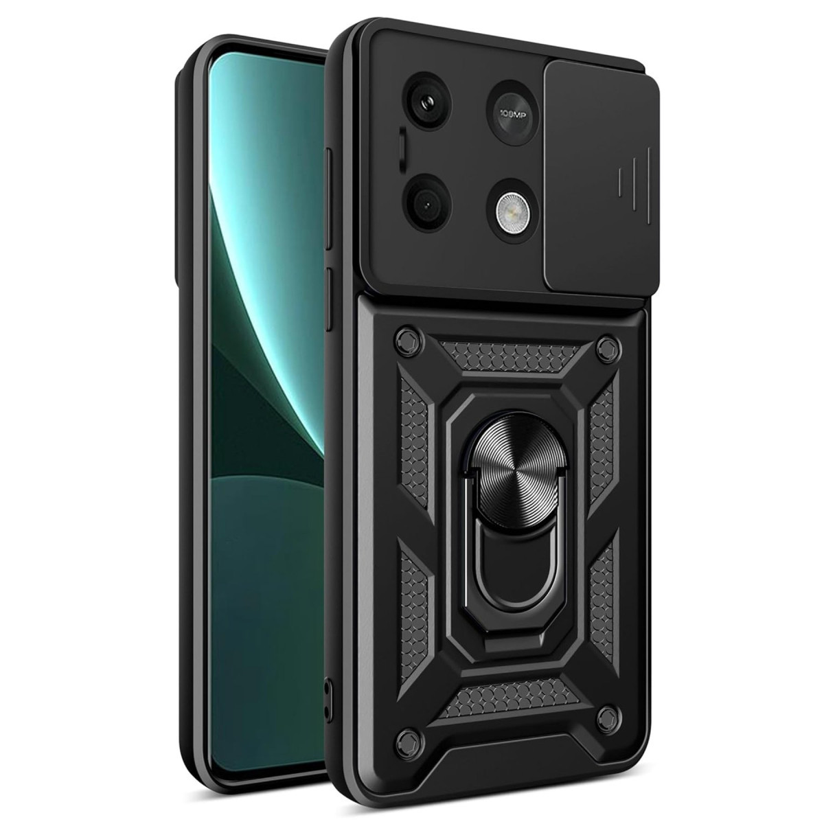 Newface Xiaomi Redmi Note 13 5G Kılıf Pars Lens Yüzüklü Silikon - Siyah — görsel 9
