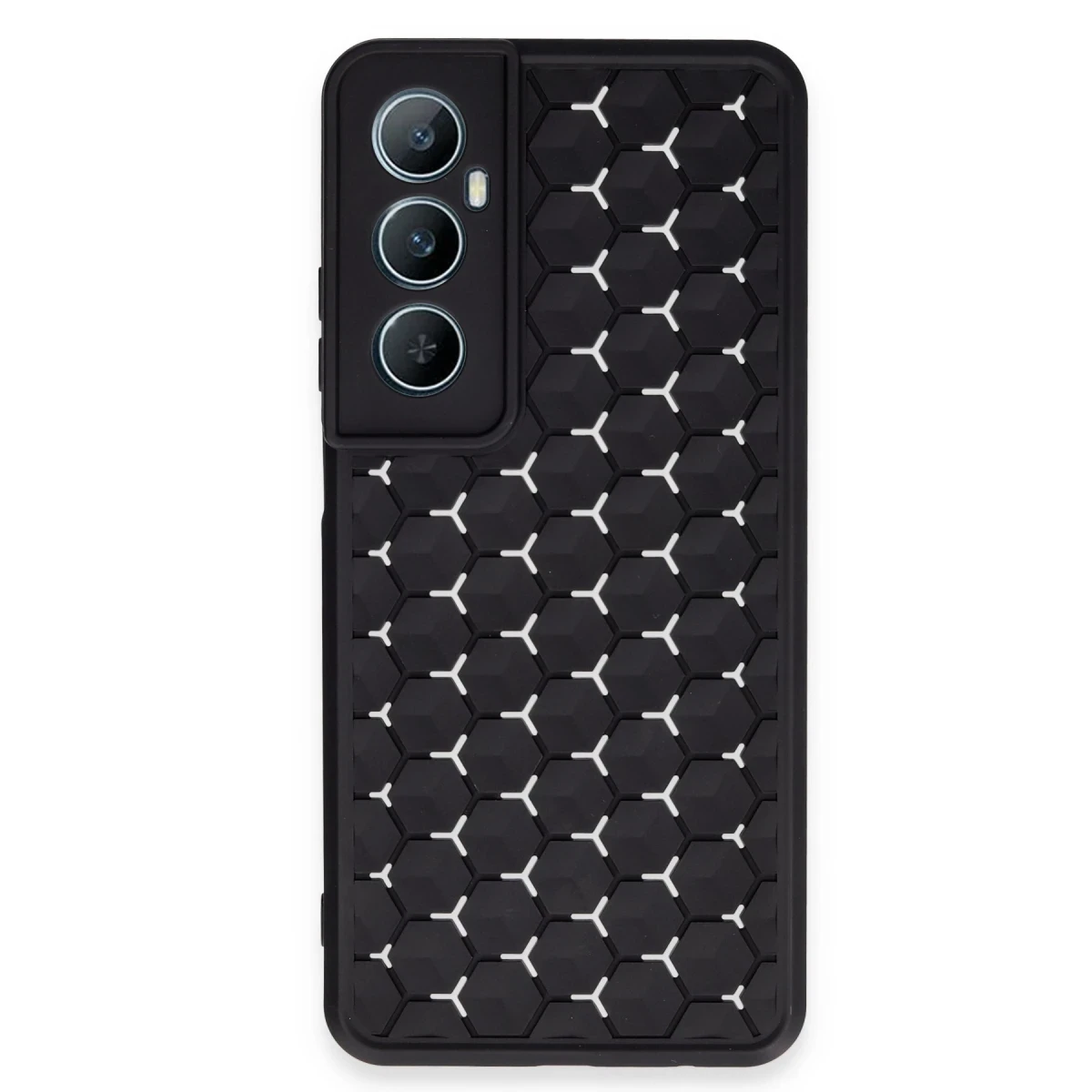 Newface Realme C65 Kılıf Petek Silikon Kapak - Siyah — görsel 3