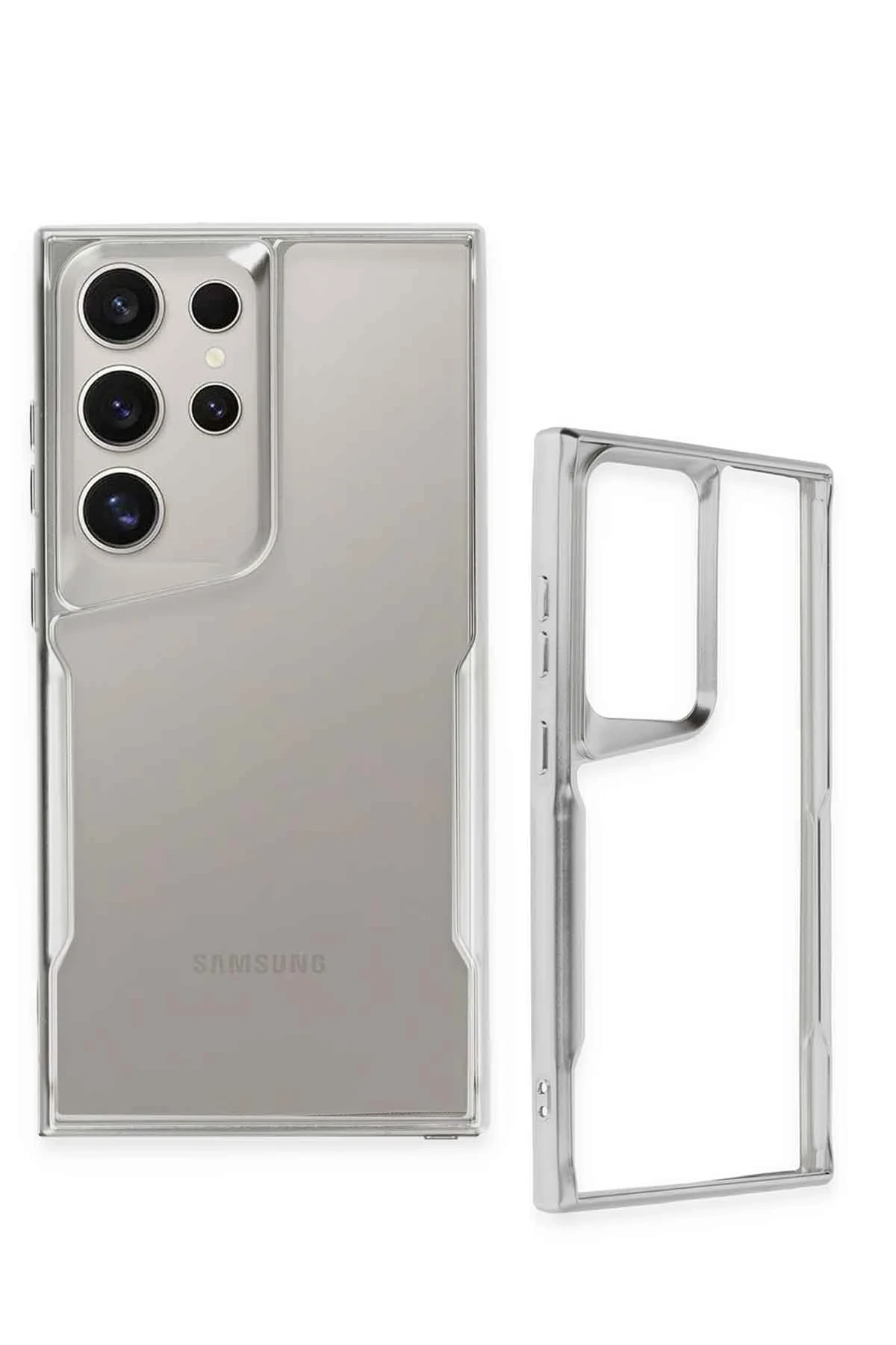 Newface Samsung Galaxy S24 Ultra Kılıf Boyi Silikon Kapak - Gümüş