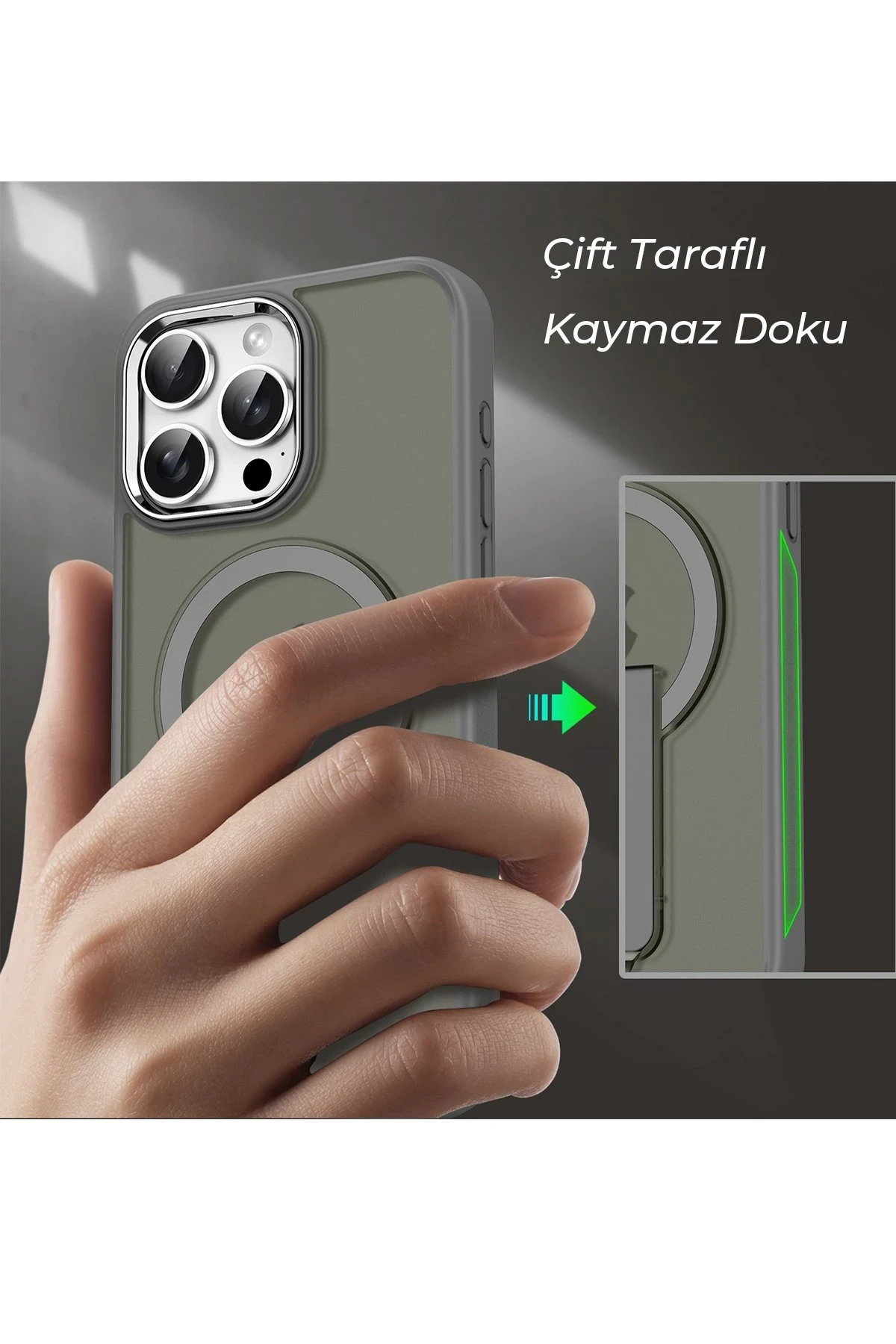 Newface Apple iPhone 15 Tork Magsafe Standlı Kapak - Siyah — görsel 3