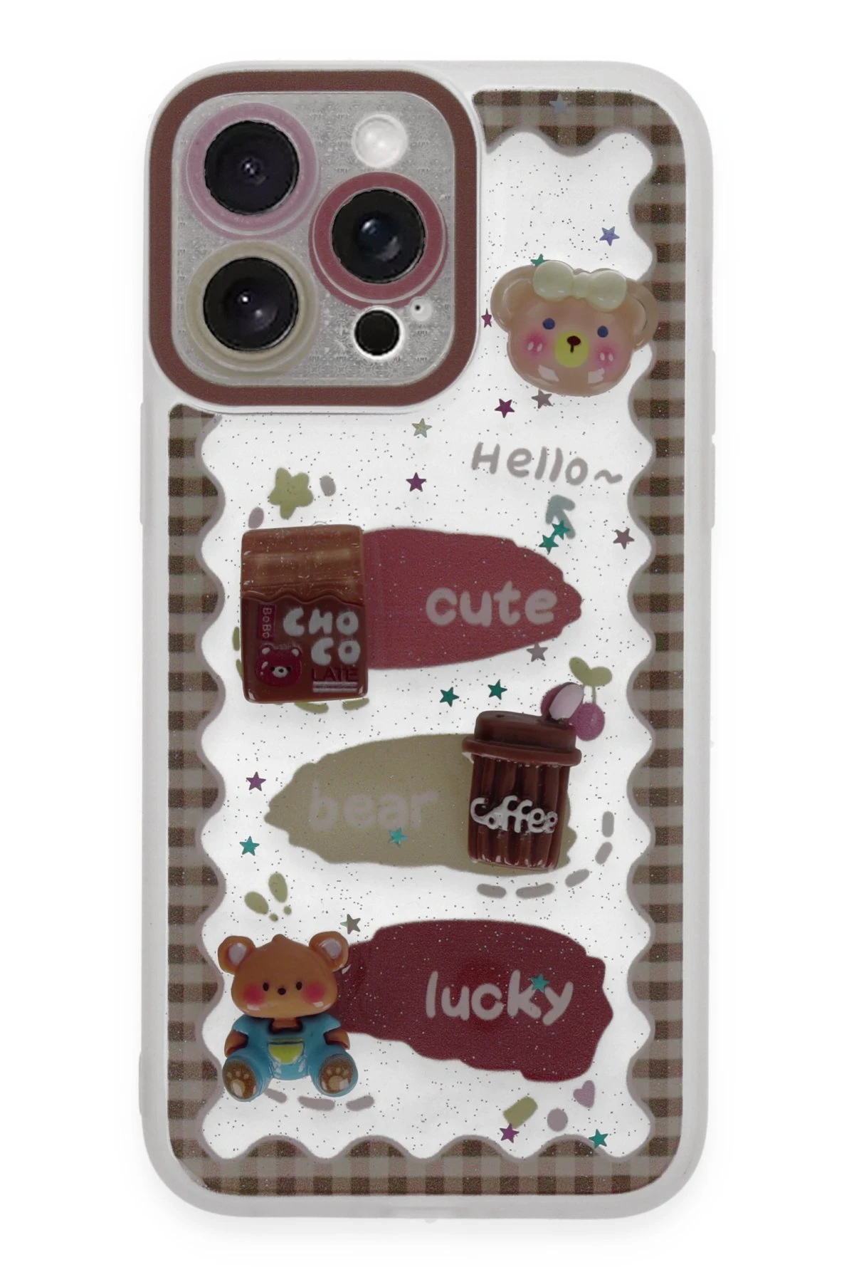 Newface iPhone 14 Pro Kılıf Sweet Desenli Silikon Kapak - Şeffaf