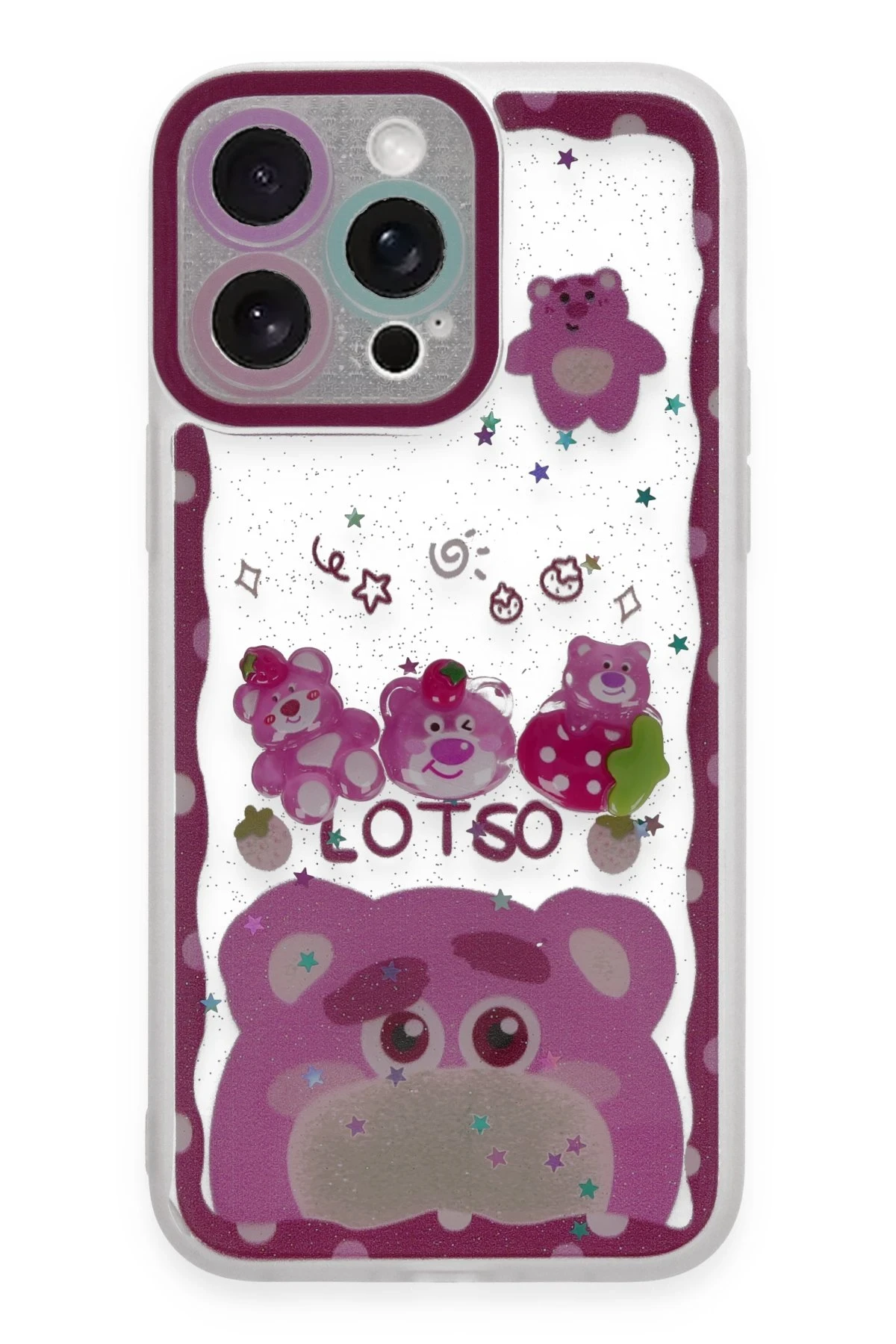 Newface iPhone 14 Pro Max Kılıf Sweet Desenli Silikon Kapak - Pembe