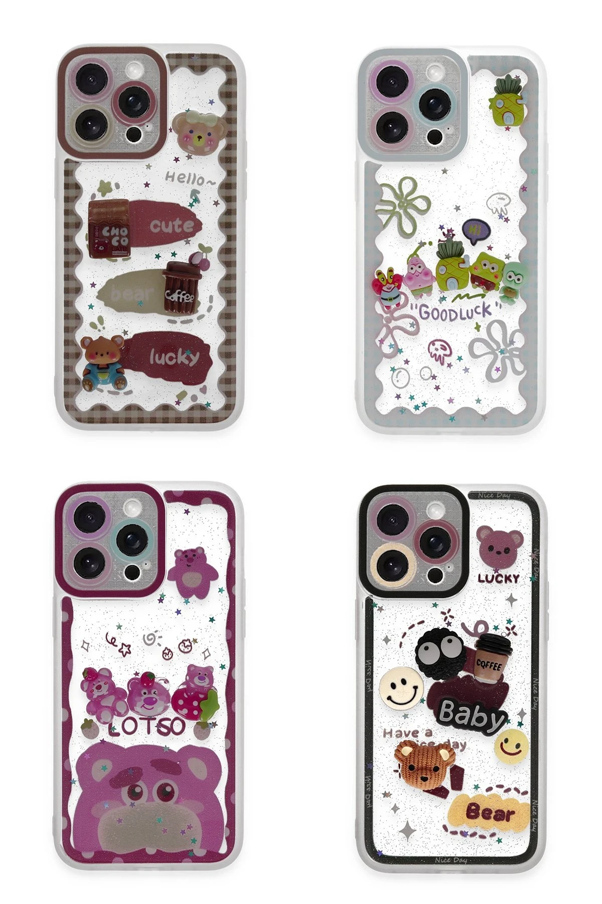 Newface iPhone 14 Pro Max Kılıf Sweet Desenli Silikon Kapak - Pembe