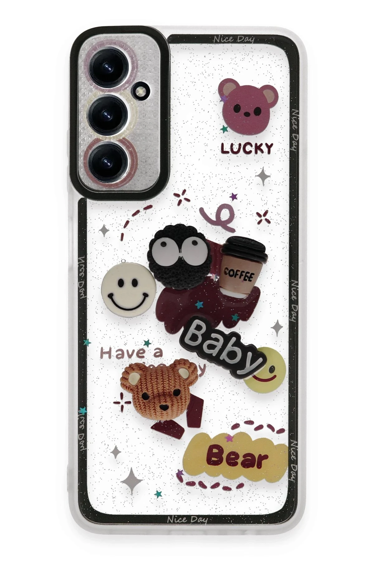 Newface Samsung Galaxy A14 4G Kılıf Sweet Desenli Silikon Kapak - Sarı