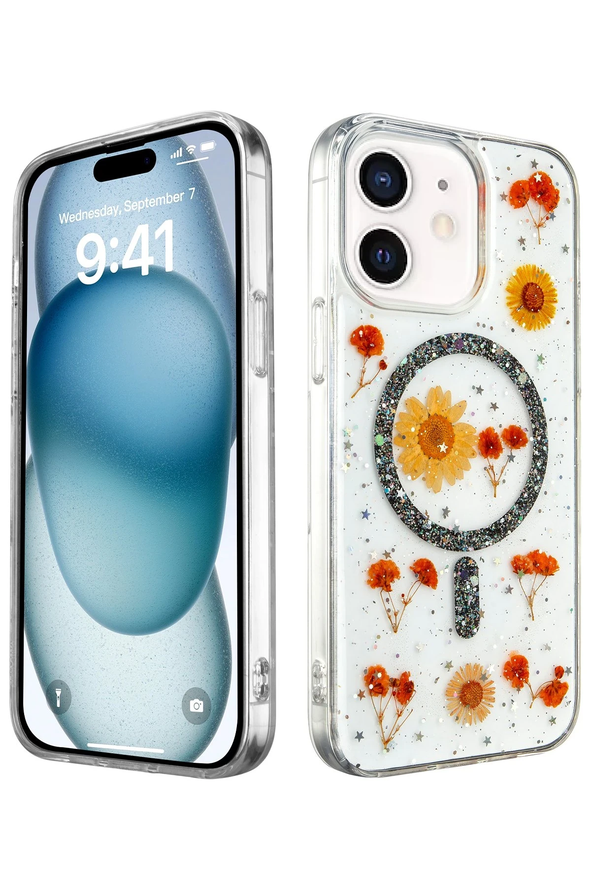 Newface Apple iPhone 11 Kılıf Daisy Simli Magsafe Kapak - Siyah