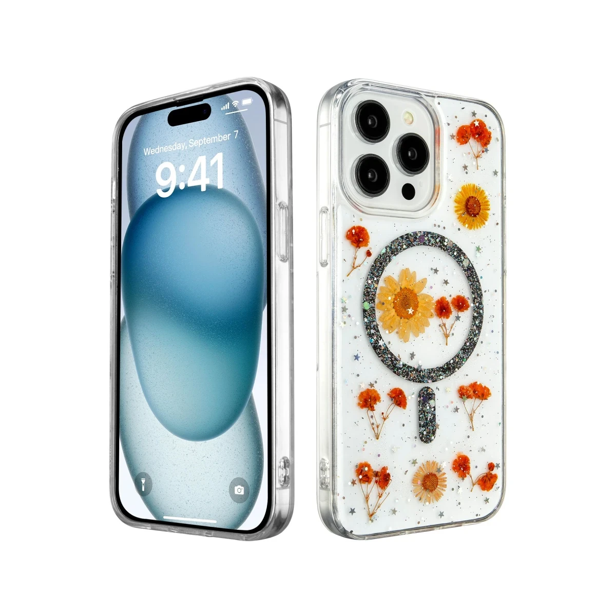 Newface Apple iPhone 14 Pro Kılıf Daisy Simli Magsafe Kapak - Siyah — görsel 4