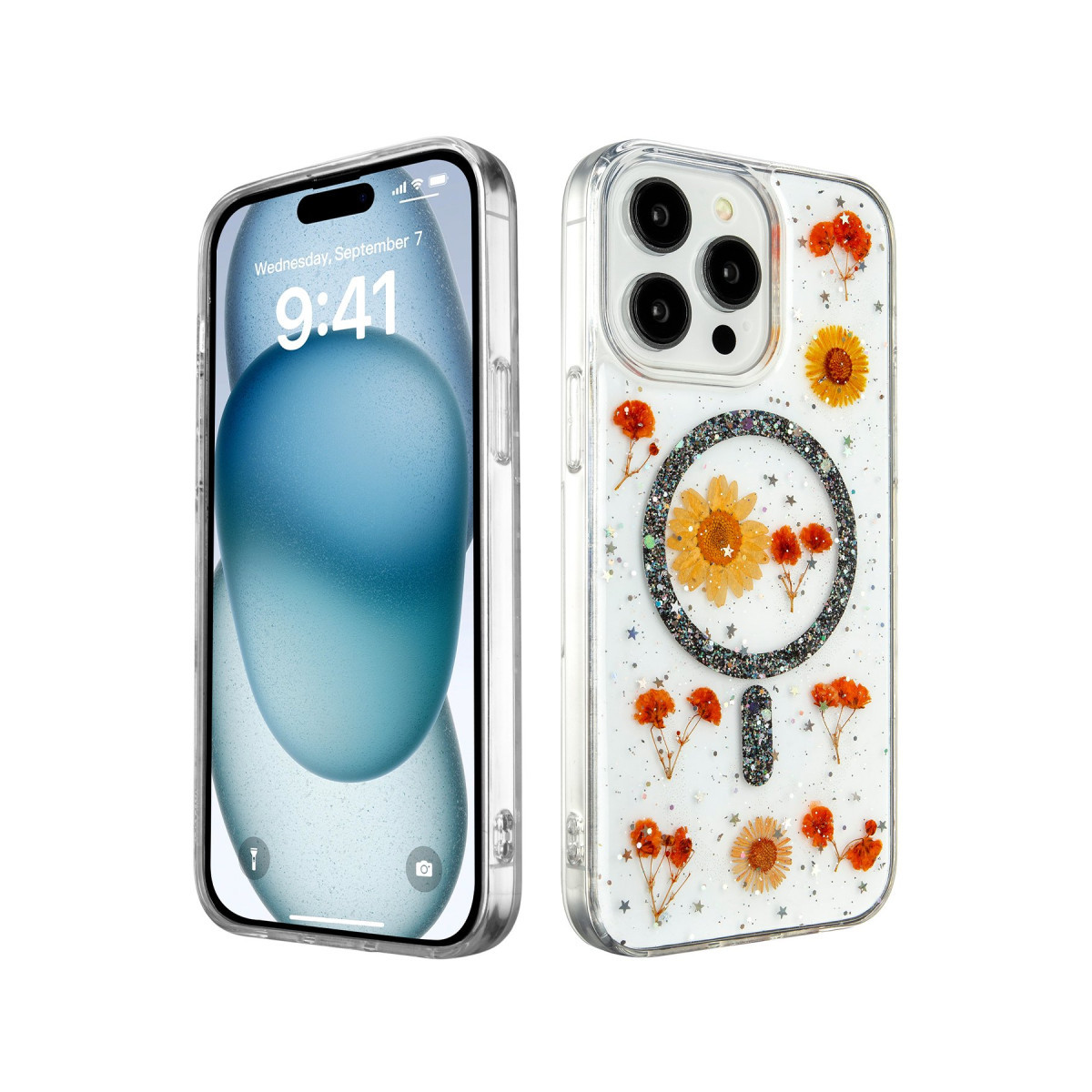 Newface Apple iPhone 14 Pro Max Kılıf Daisy Simli Magsafe Kapak - Siyah — görsel 7