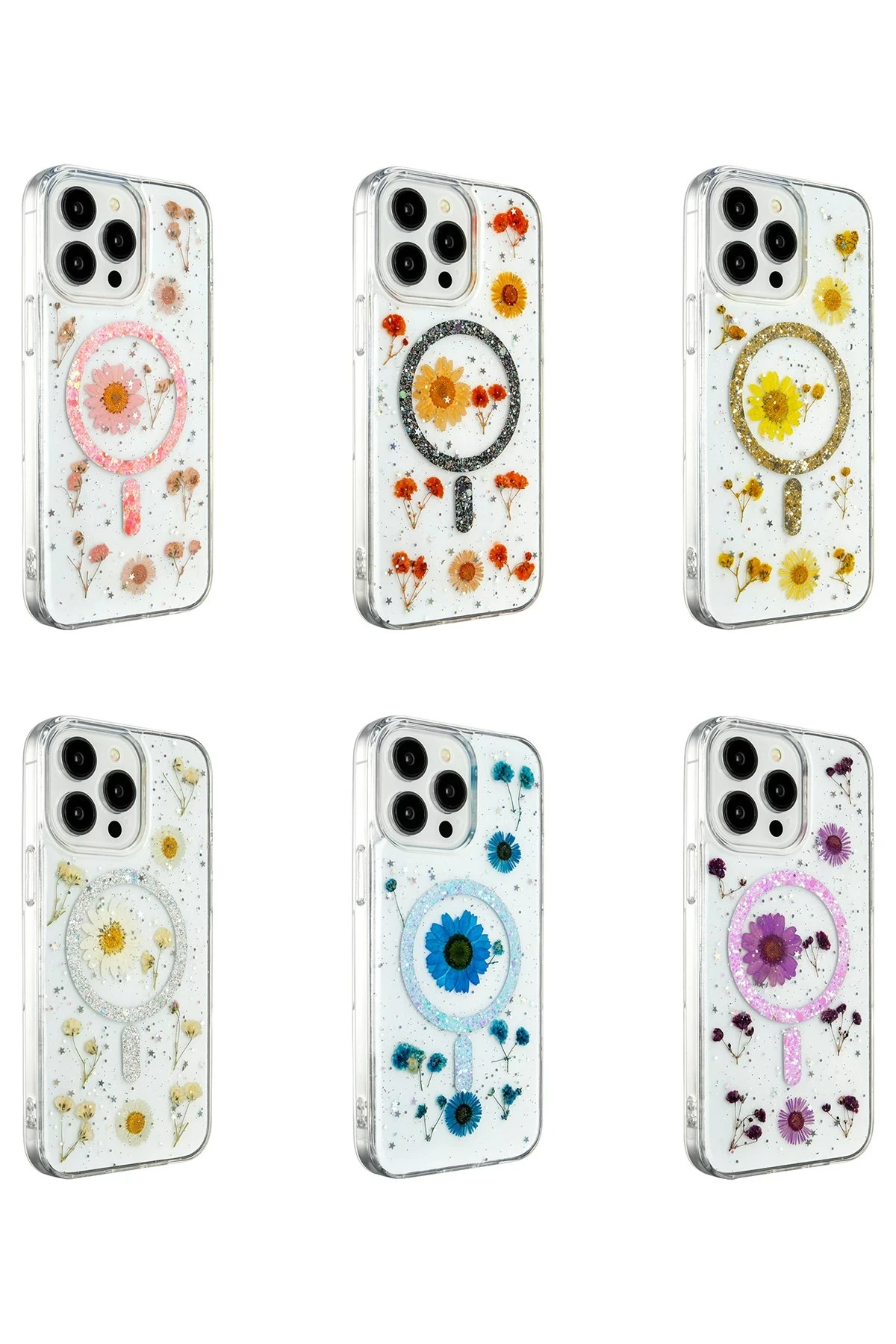 Newface Apple iPhone 15 Plus Kılıf Daisy Simli Magsafe Kapak - Siyah — görsel 2