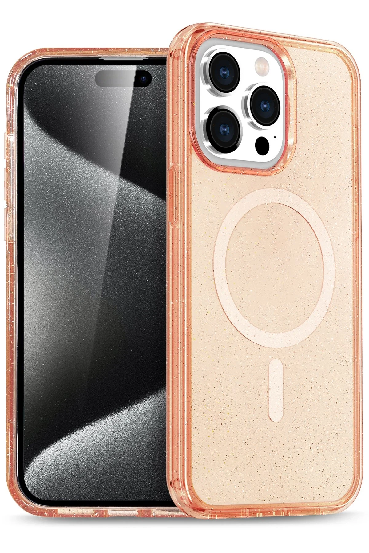 Newface iPhone 14 Pro Max Kılıf Glow Magsafe Kapak - Turuncu
