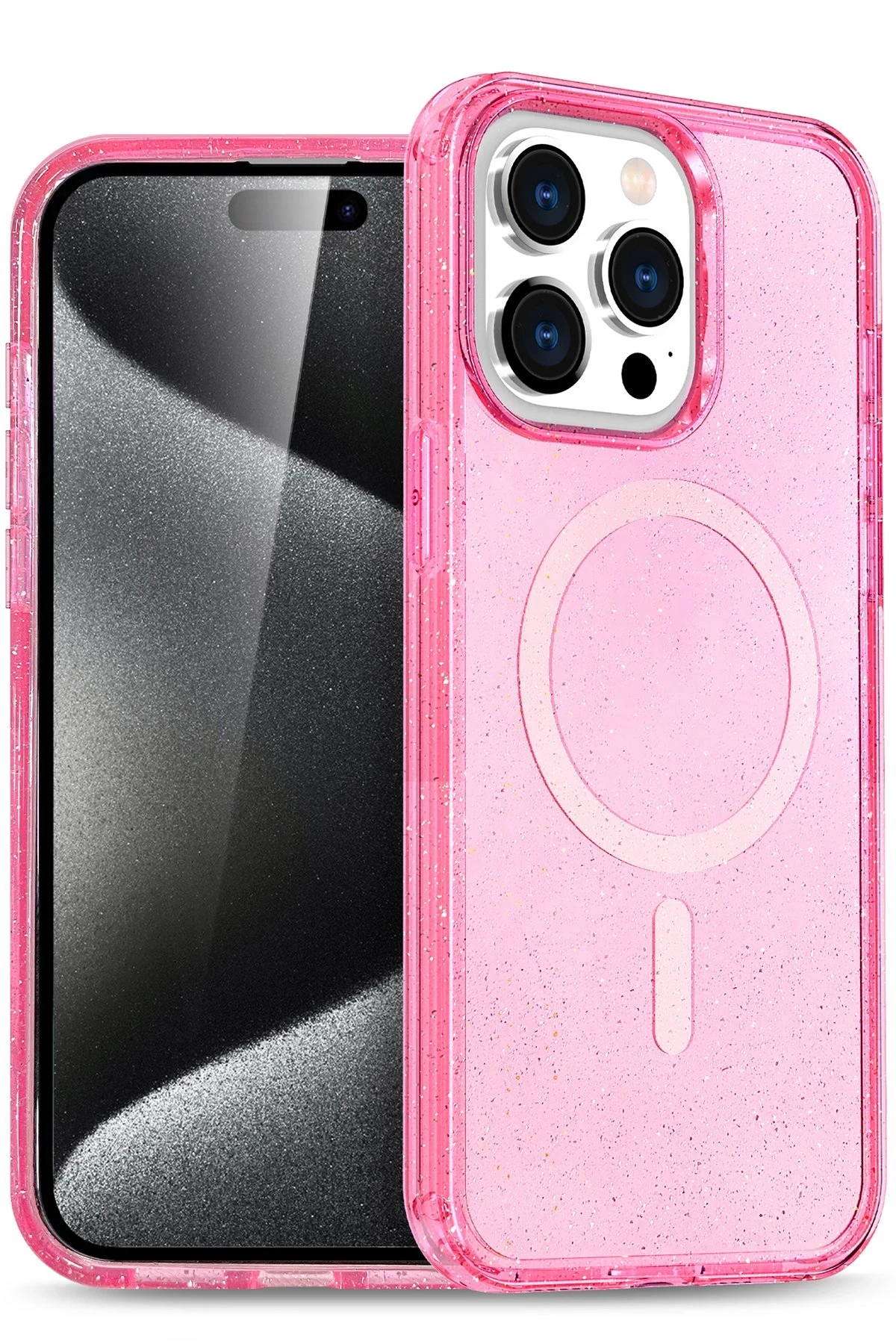 Newface iPhone 14 Pro Max Kılıf Glow Magsafe Kapak - Pembe