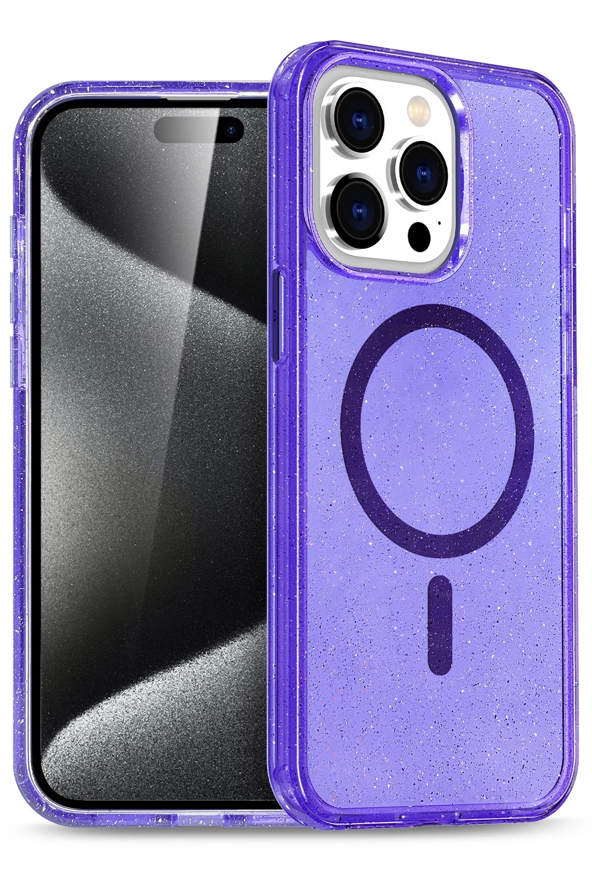 Newface iPhone 15 Pro Kılıf Glow Magsafe Kapak - Mor