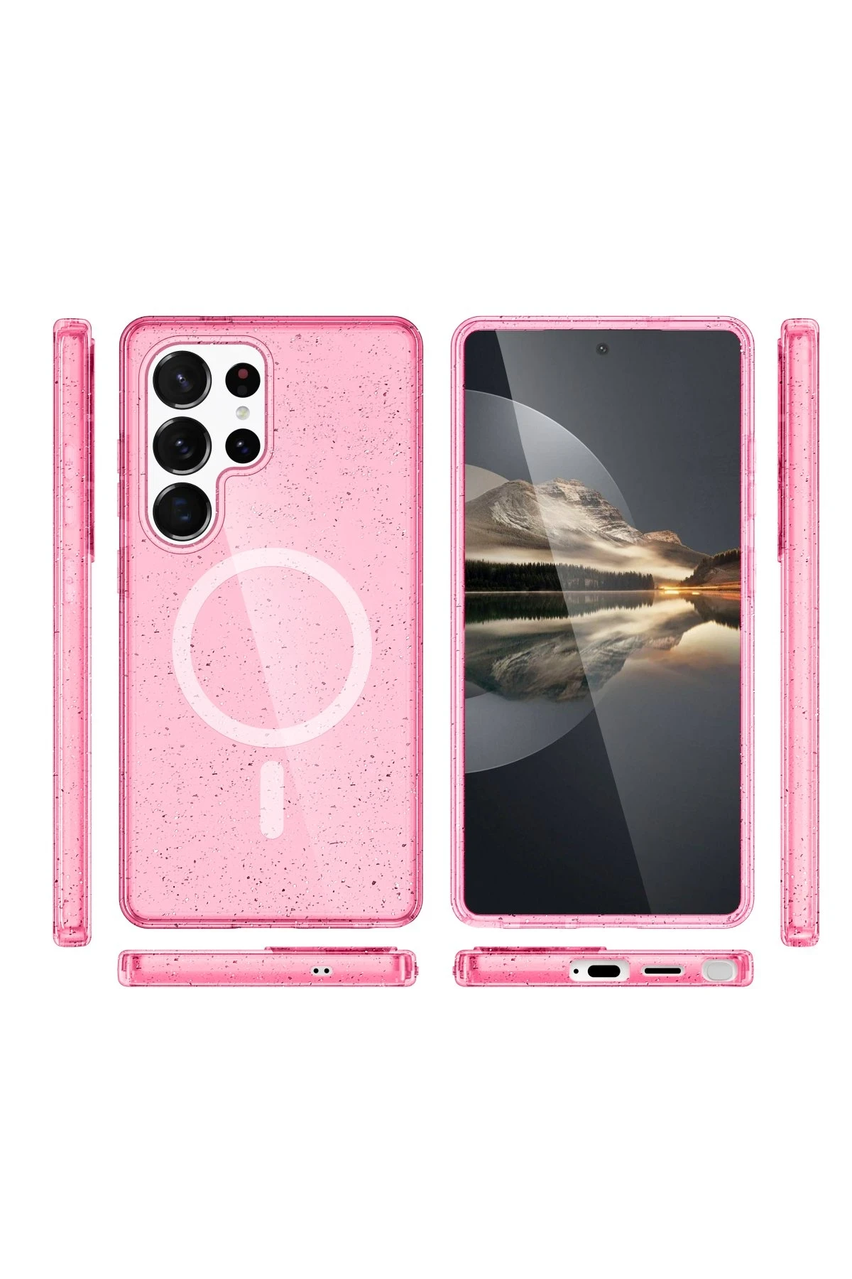 Newface Samsung Galaxy S23 Ultra Kılıf Glow Magsafe Kapak - Pembe