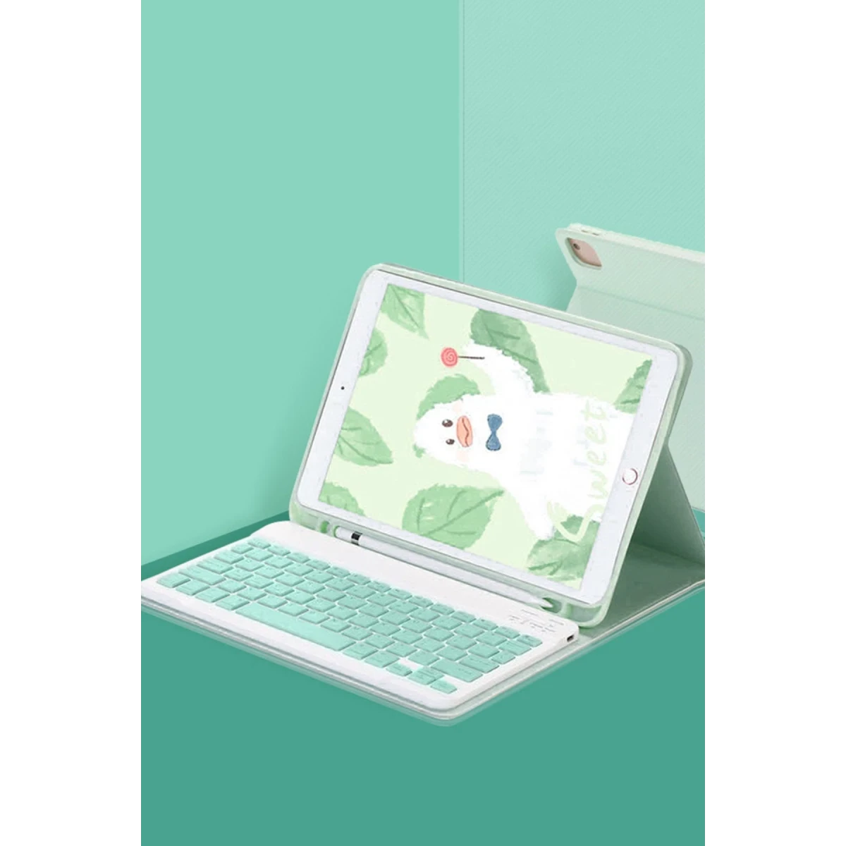 Newface Apple iPad 10.2 (9.nesil) Kılıf KC01 Smart Klavyeli Tablet Kılıfı - Açık Yeşil — görsel 4
