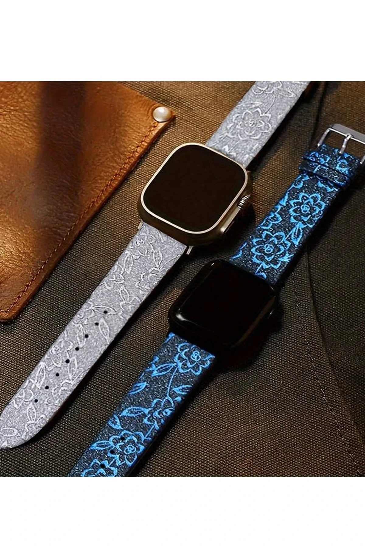 Newface Apple Watch 38mm Creeper Desenli Kordon - Siyah