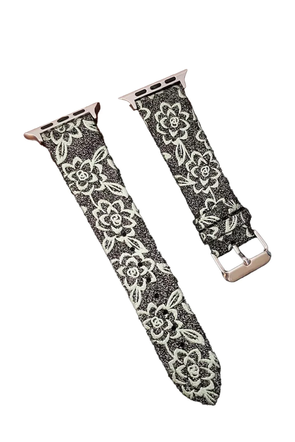 Newface Apple Watch 42mm Creeper Desenli Kordon - Siyah