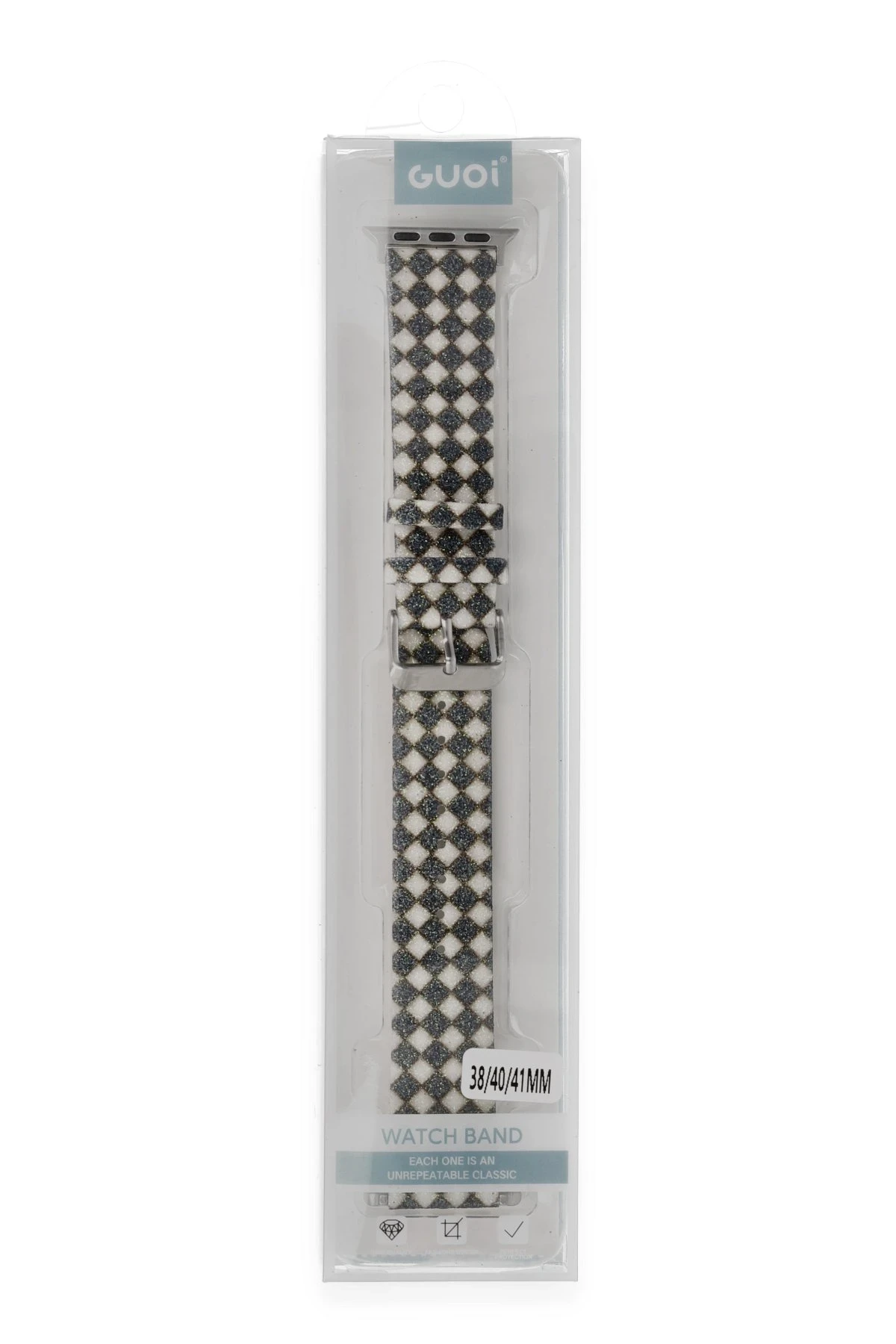 Newface Apple Watch 38mm Karo Motif Kordon - Siyah