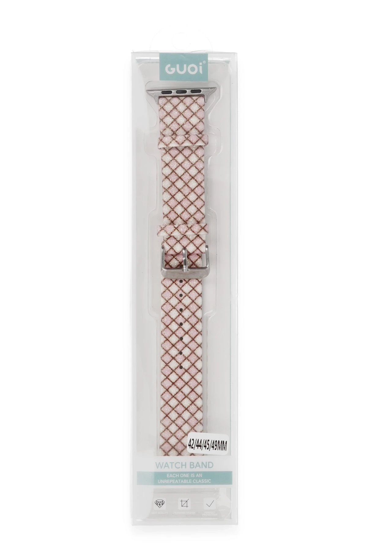 Newface Apple Watch 38mm Karo Motif Kordon - Pembe