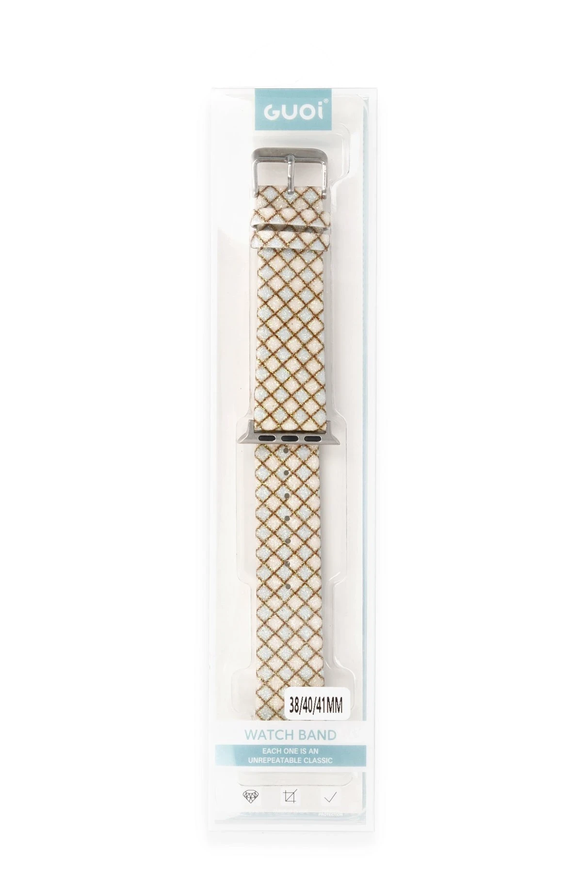 Newface Apple Watch 38mm Karo Motif Kordon - Mavi
