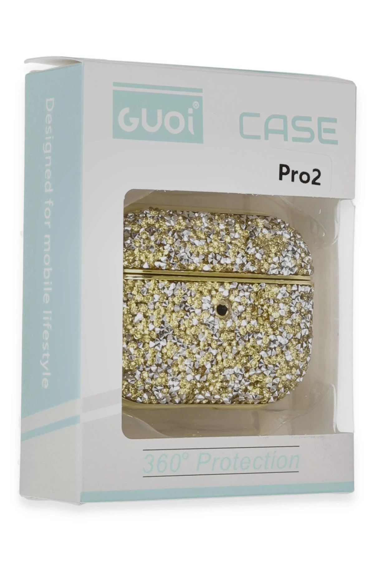 Newface Airpods Pro 2 (2.nesil) Luz Taşlı Kılıf - Gold