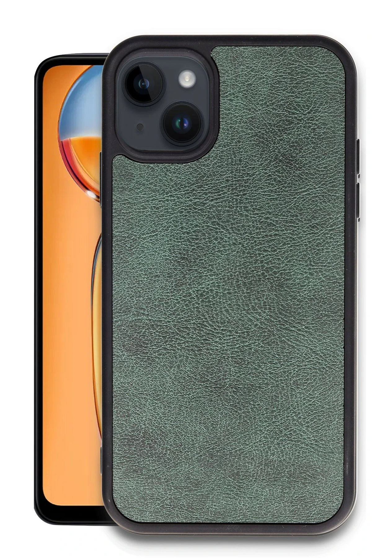 Newface Apple iPhone 14 Kılıf Aras Deri Kapak - Koyu Yeşil