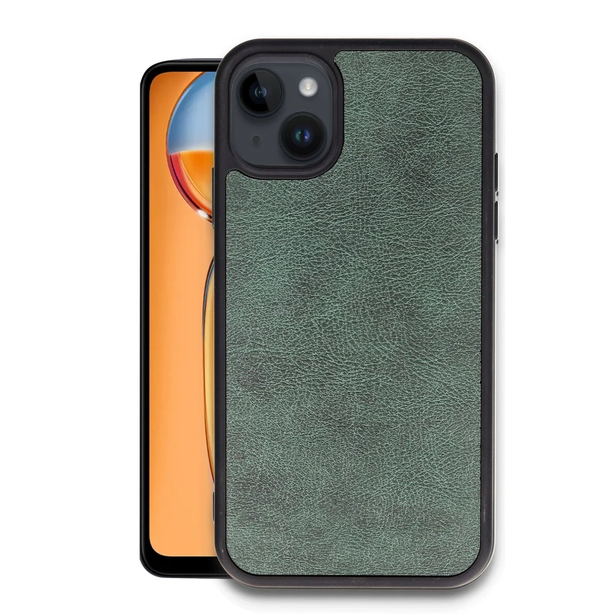 Newface Apple iPhone 15 Kılıf Aras Deri Kapak - Koyu Yeşil
