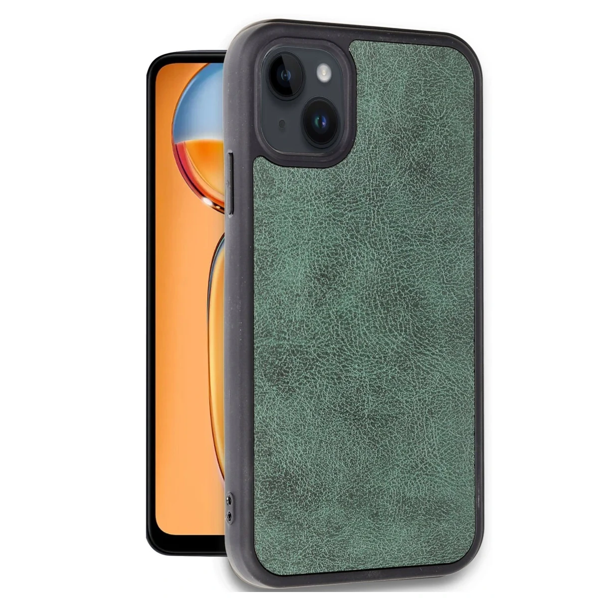 Newface Apple iPhone 15 Kılıf Aras Deri Kapak - Koyu Yeşil