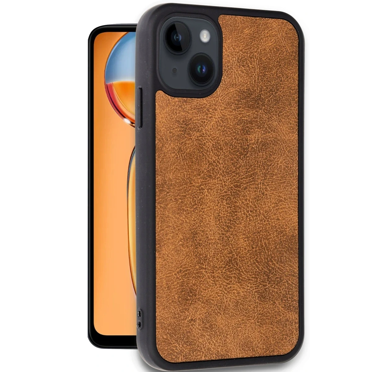 Newface Apple iPhone 15 Kılıf Aras Deri Kapak - Taba