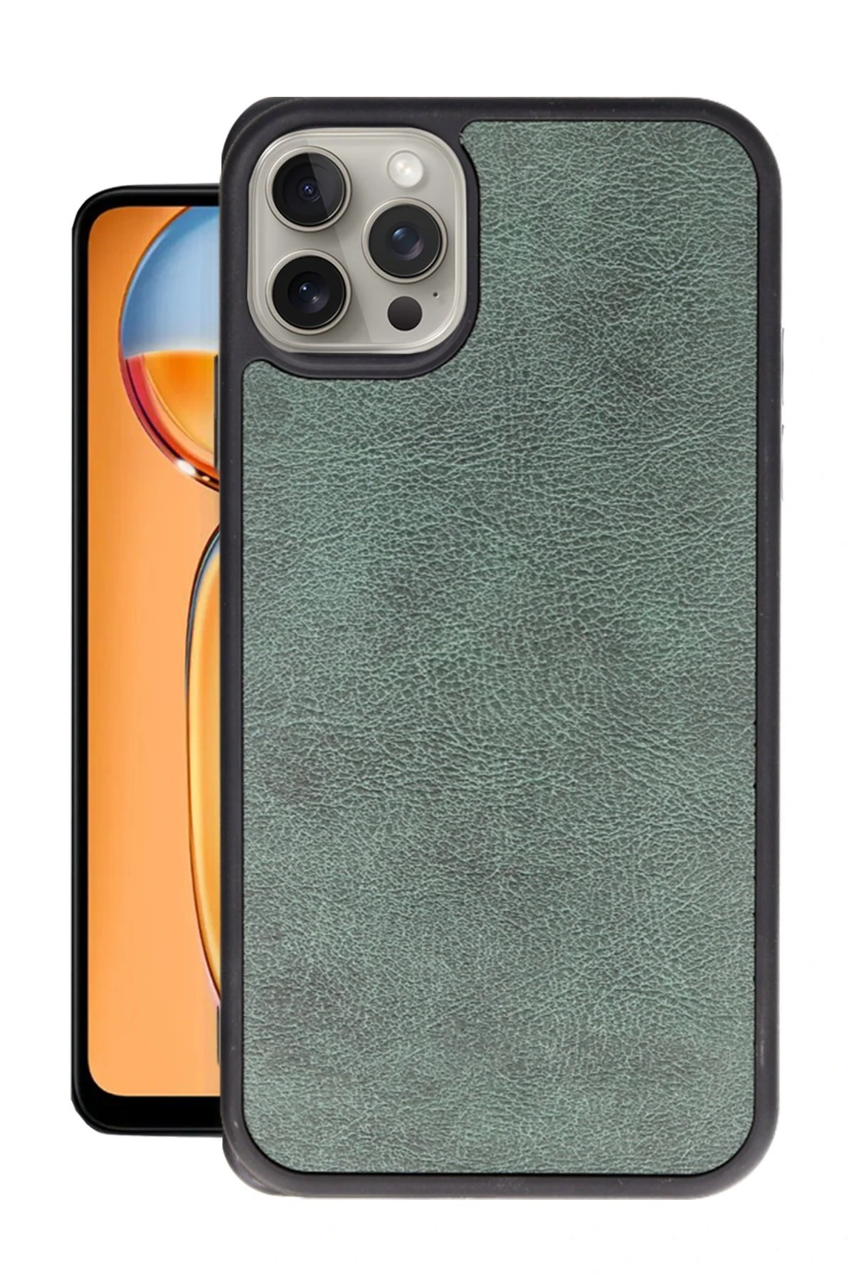 Newface iPhone 15 Pro Kılıf Aras Deri Kapak - Koyu Yeşil