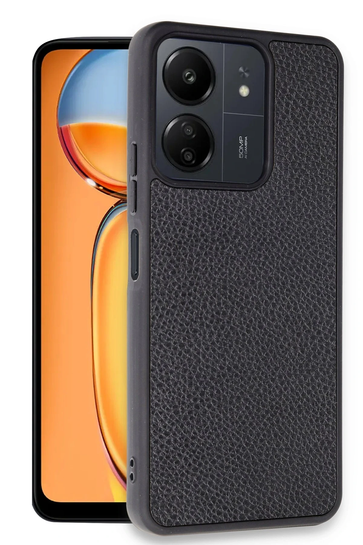 Newface Xiaomi Redmi 13C Kılıf Aras Deri Kapak - Siyah