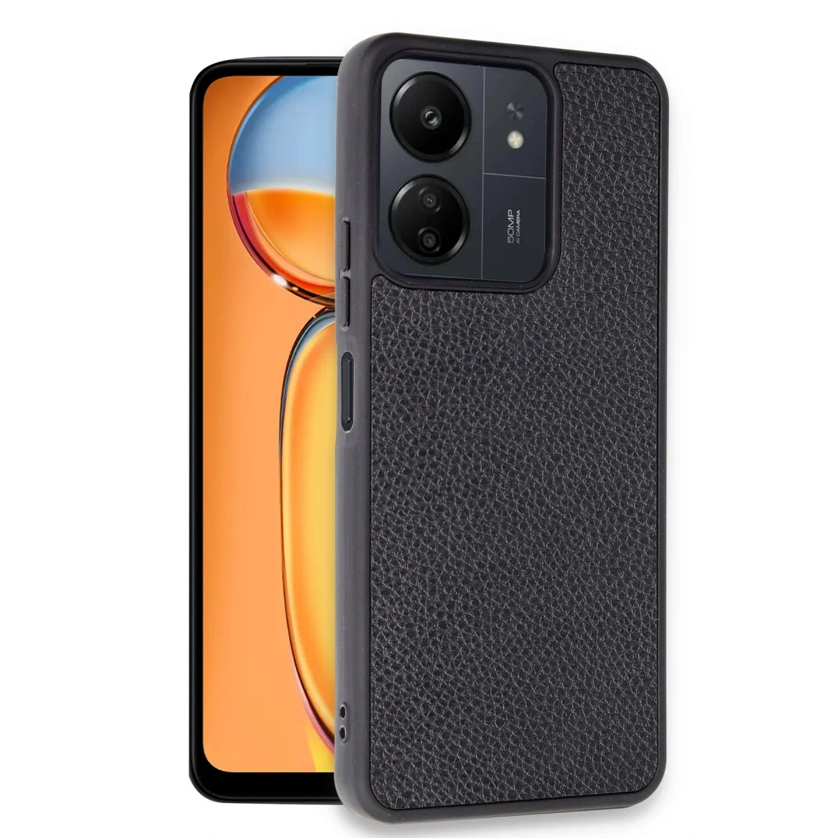Newface Xiaomi Redmi 13C Kılıf Aras Deri Kapak - Siyah — görsel 5