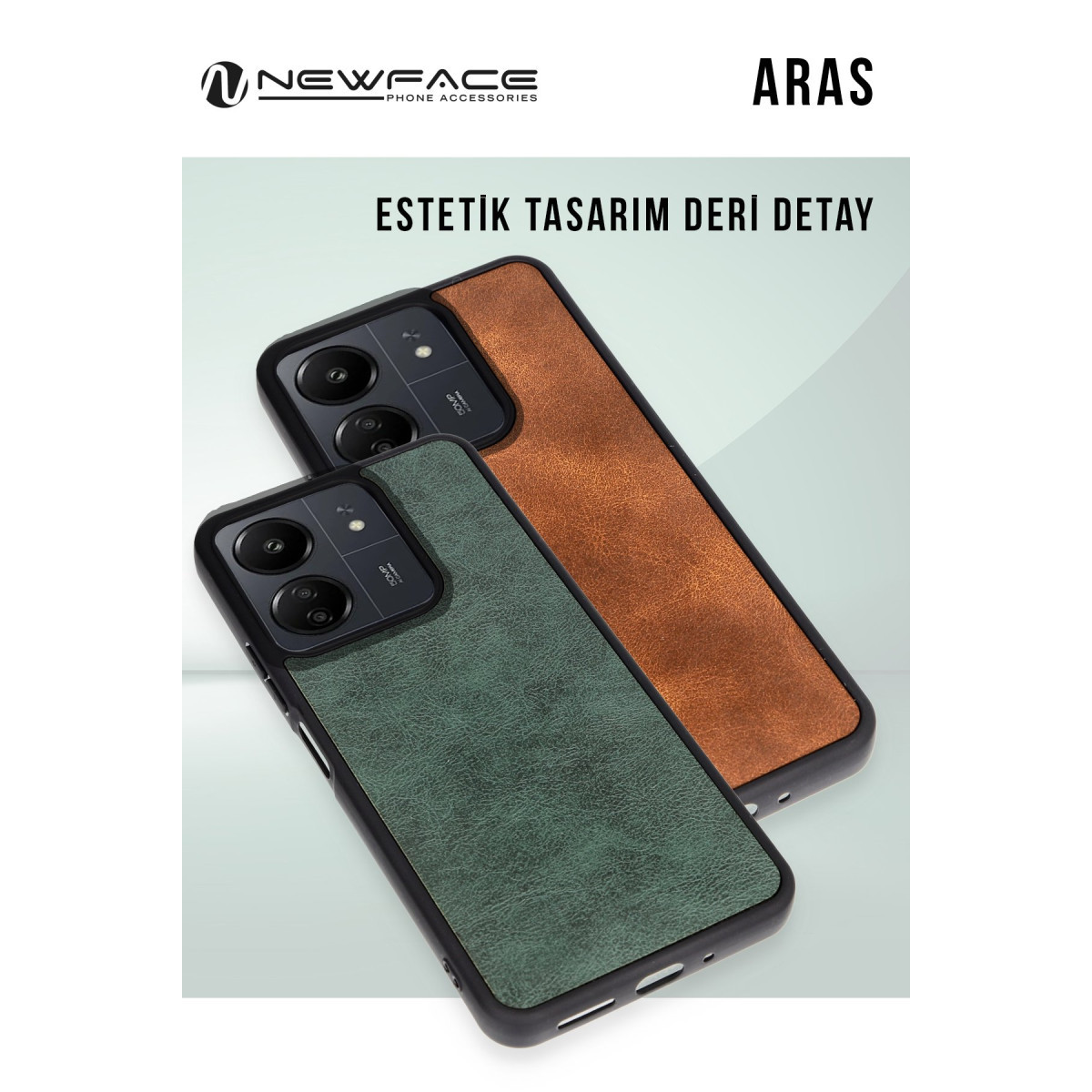 Newface Xiaomi Redmi 13C Kılıf Aras Deri Kapak - Siyah — görsel 9