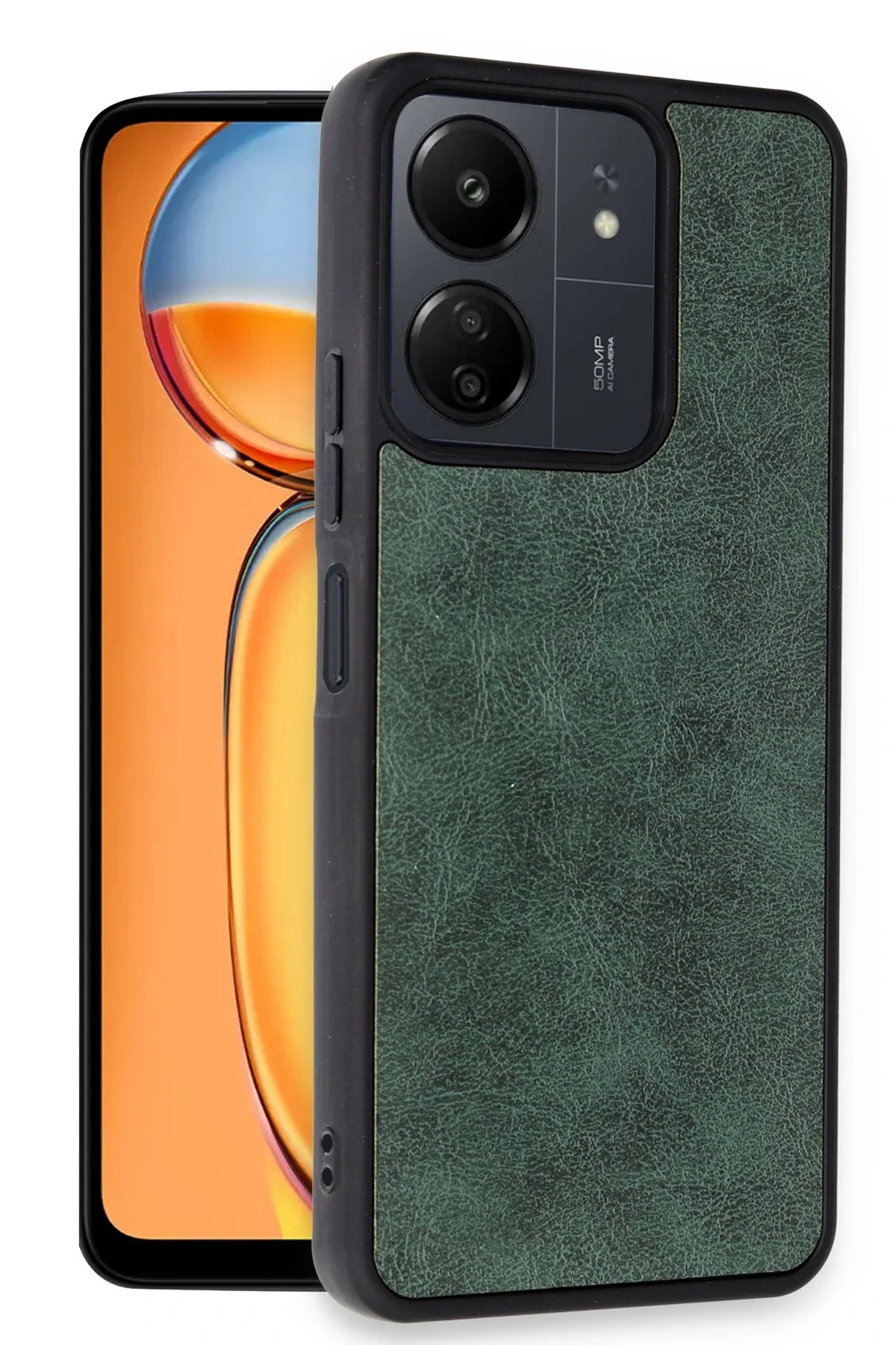 Newface Xiaomi Redmi 13C Kılıf Aras Deri Kapak - Koyu Yeşil
