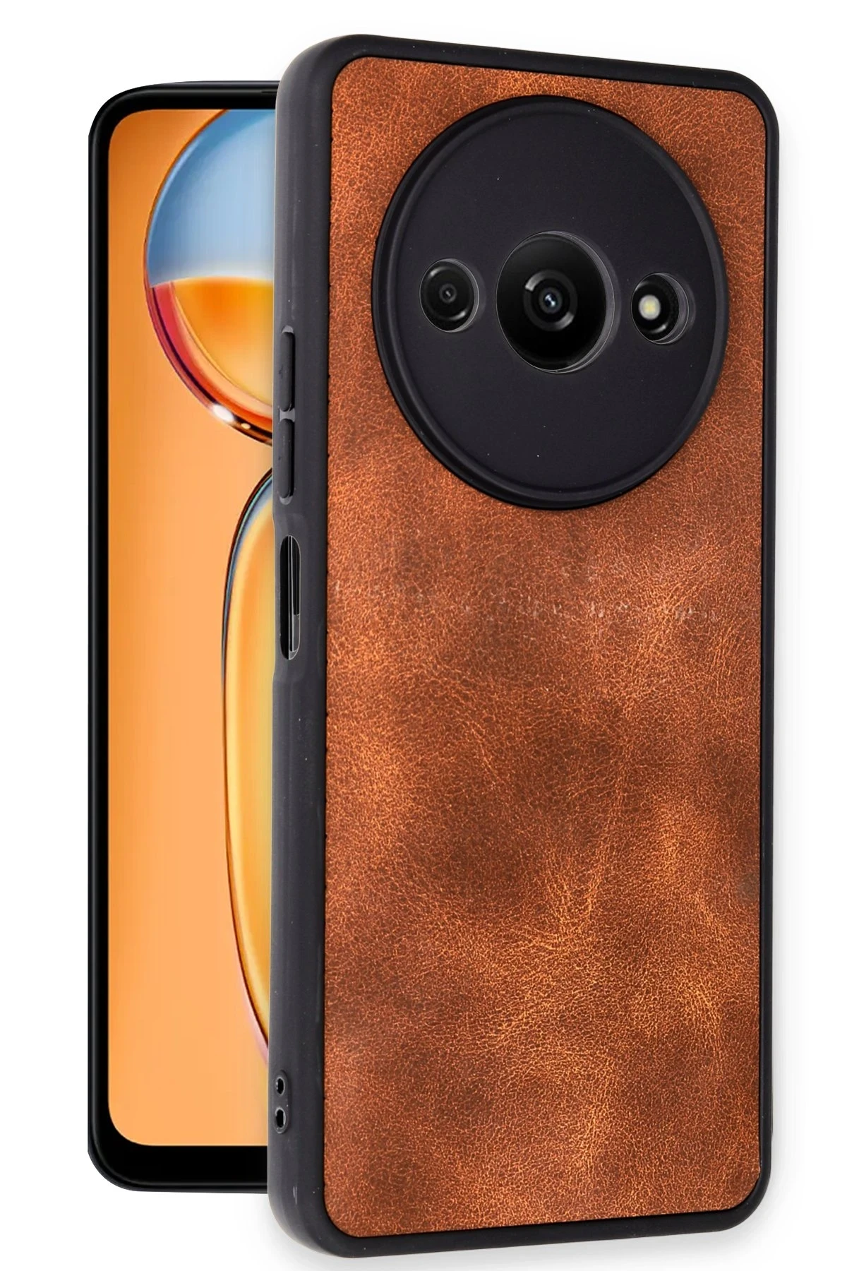 Newface Xiaomi Redmi A3 4G Kılıf Aras Deri Kapak - Taba