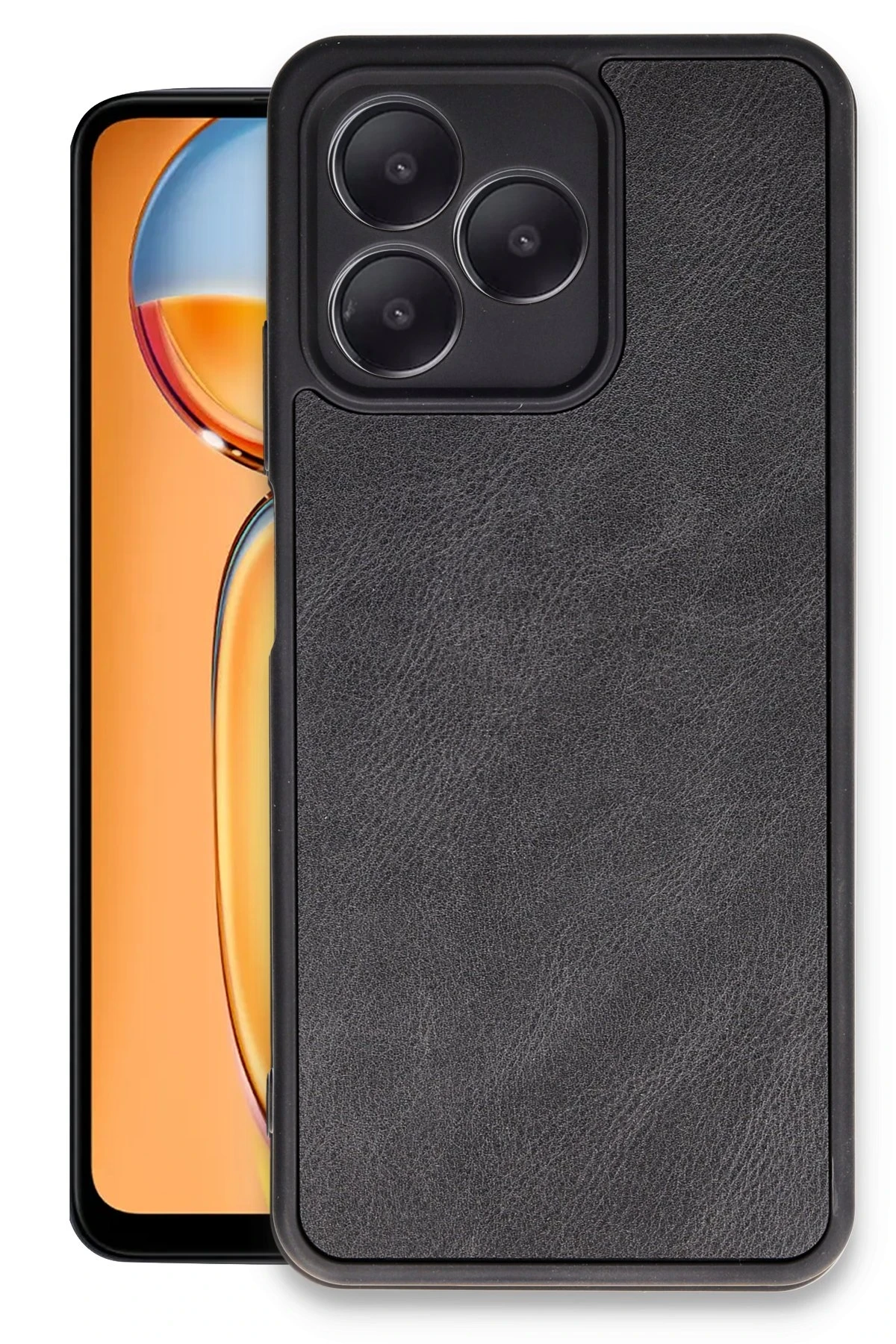 Newface Realme Note 50 4G Kılıf Aras Deri Kapak - Siyah