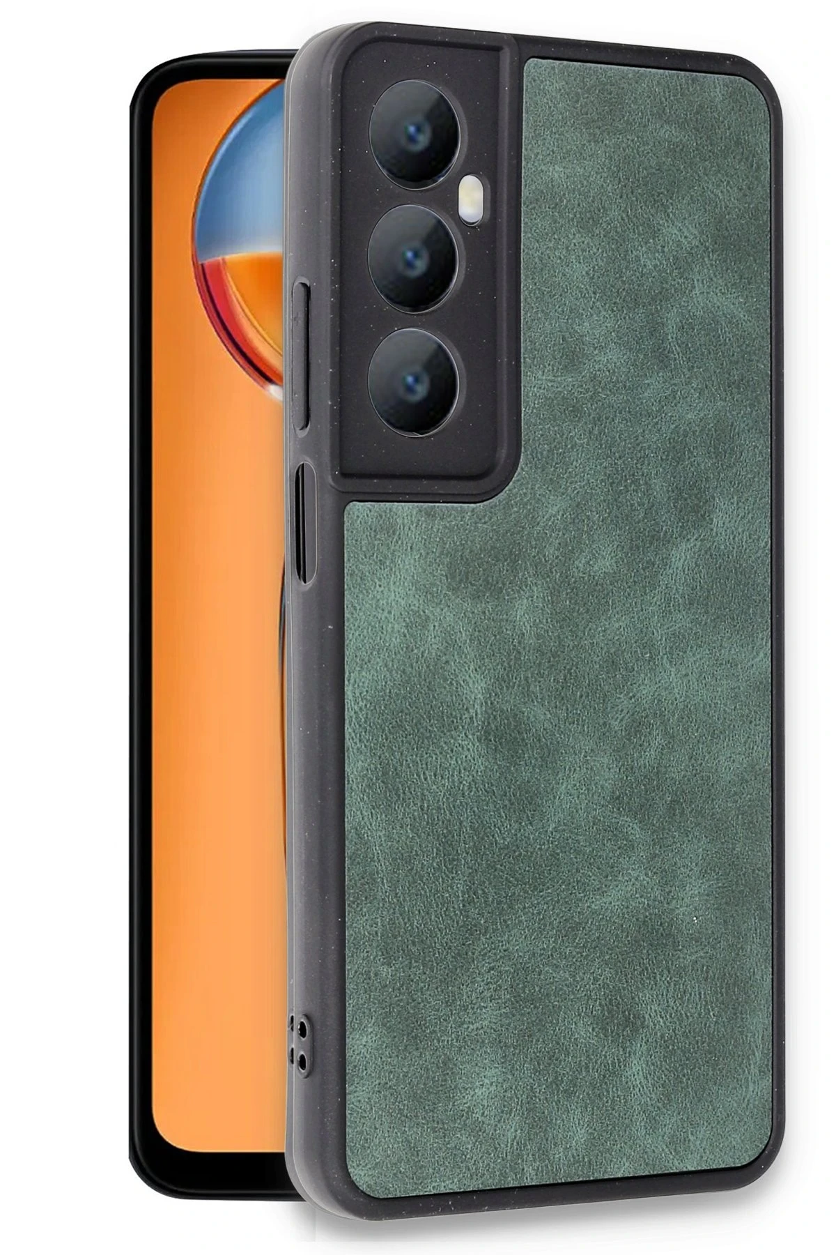 Newface Realme C65 Kılıf Aras Deri Kapak - Koyu Yeşil
