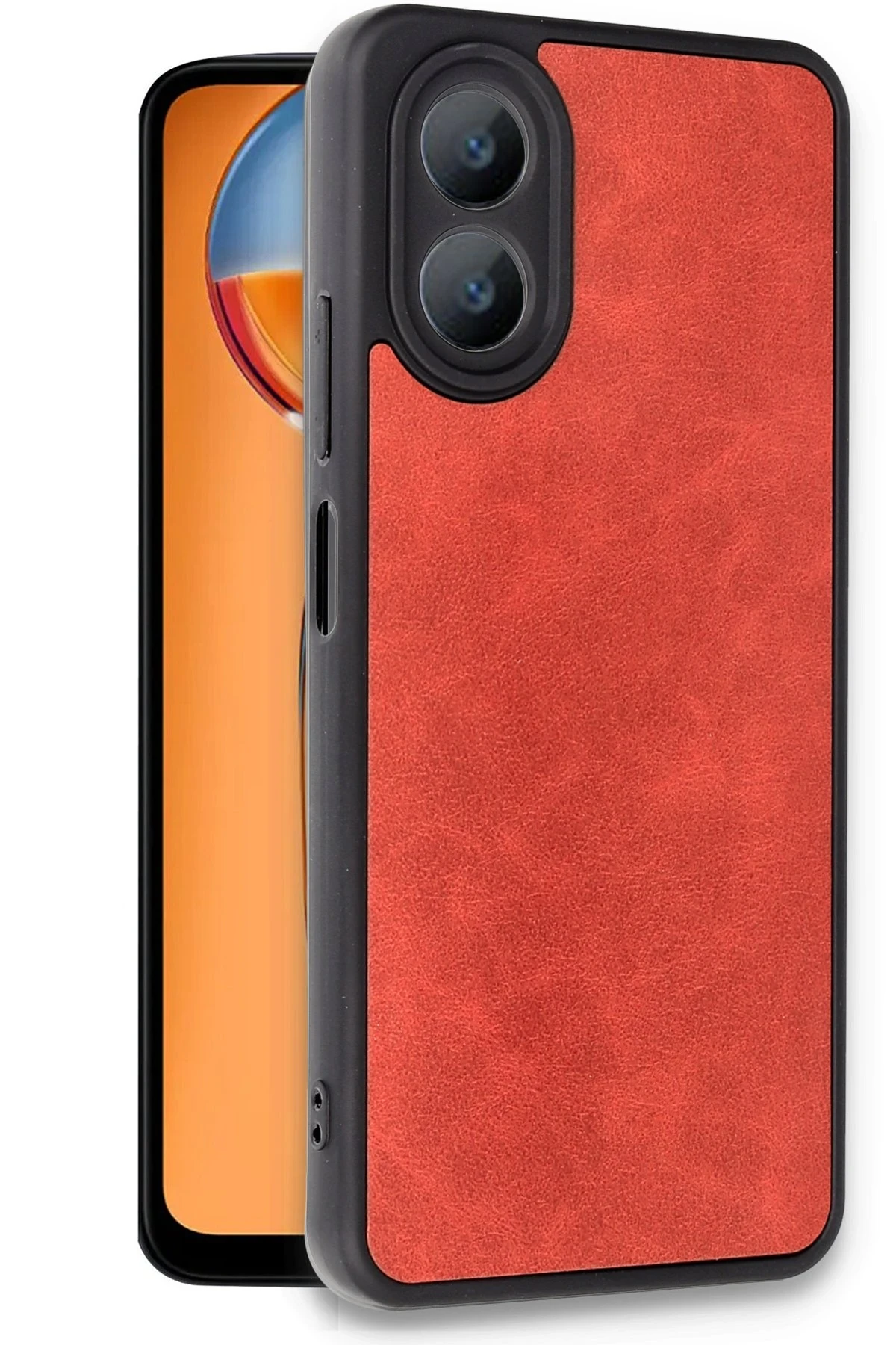 Newface Oppo A38 Kılıf Aras Deri Kapak - Kırmızı