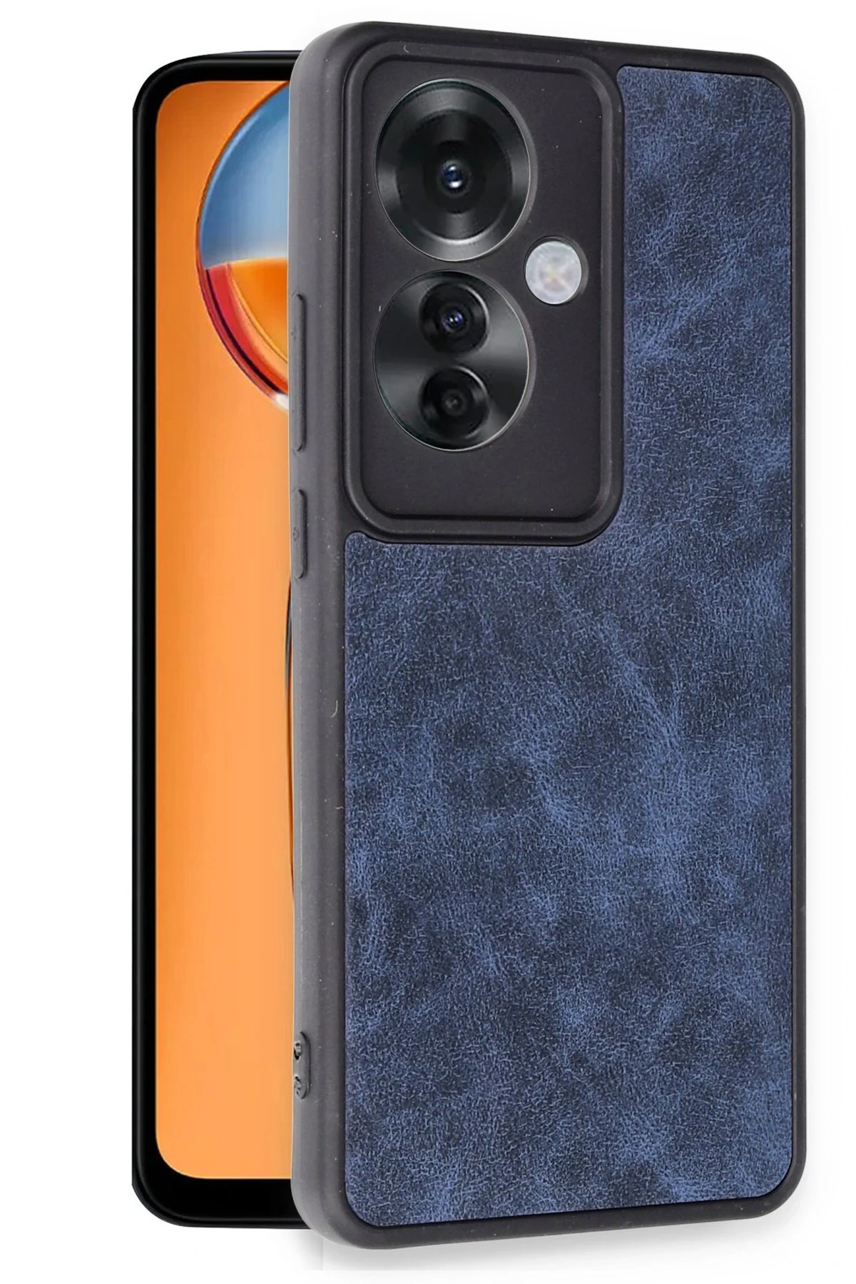 Newface Oppo Reno 11F Kılıf Aras Deri Kapak - Lacivert