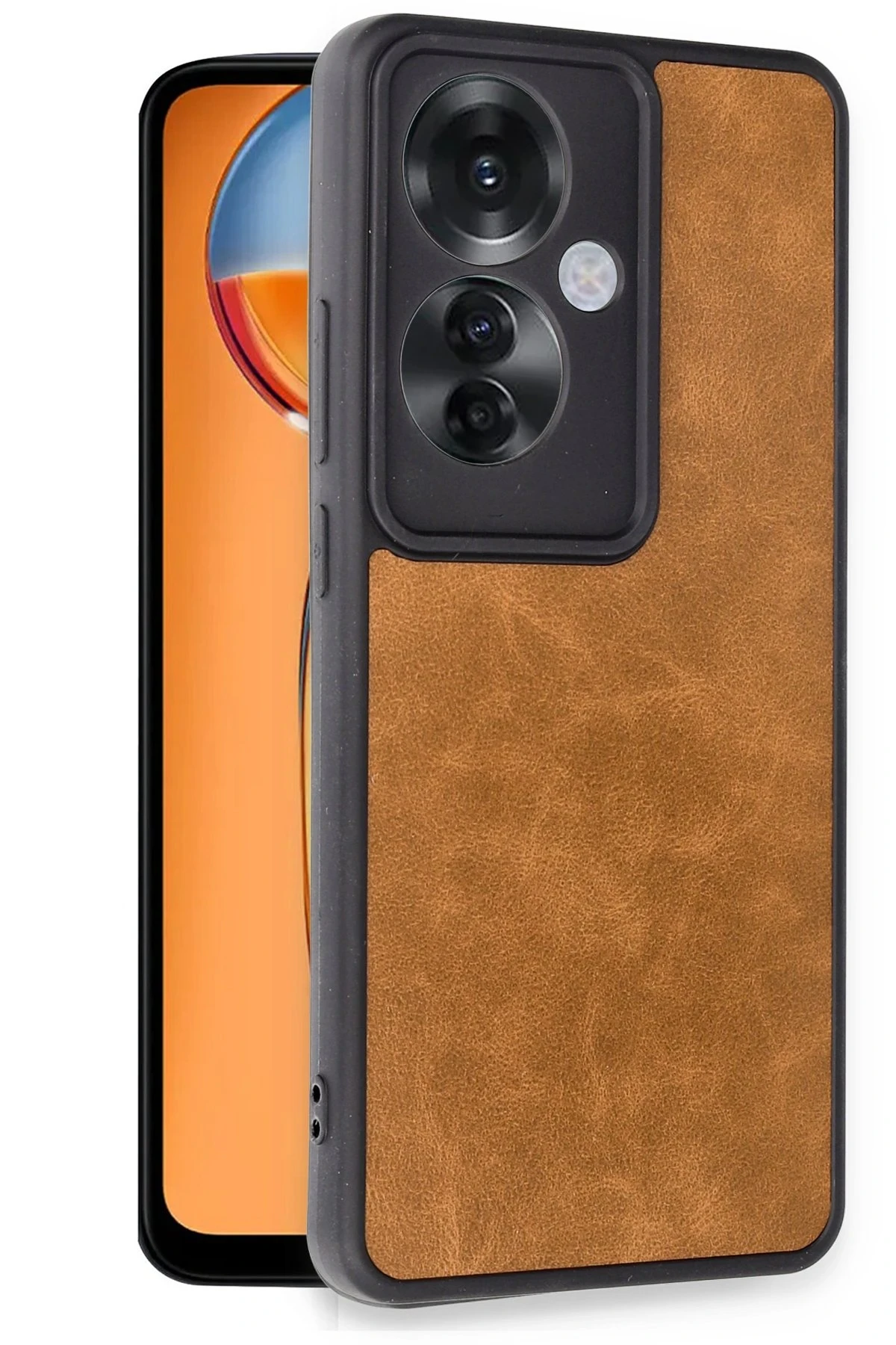 Newface Oppo Reno 11F Kılıf Aras Deri Kapak - Taba