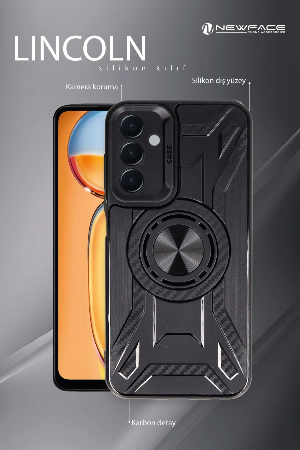 Newface Samsung Galaxy A35 5G Kılıf Lincoln Silikon - Siyah — görsel 4