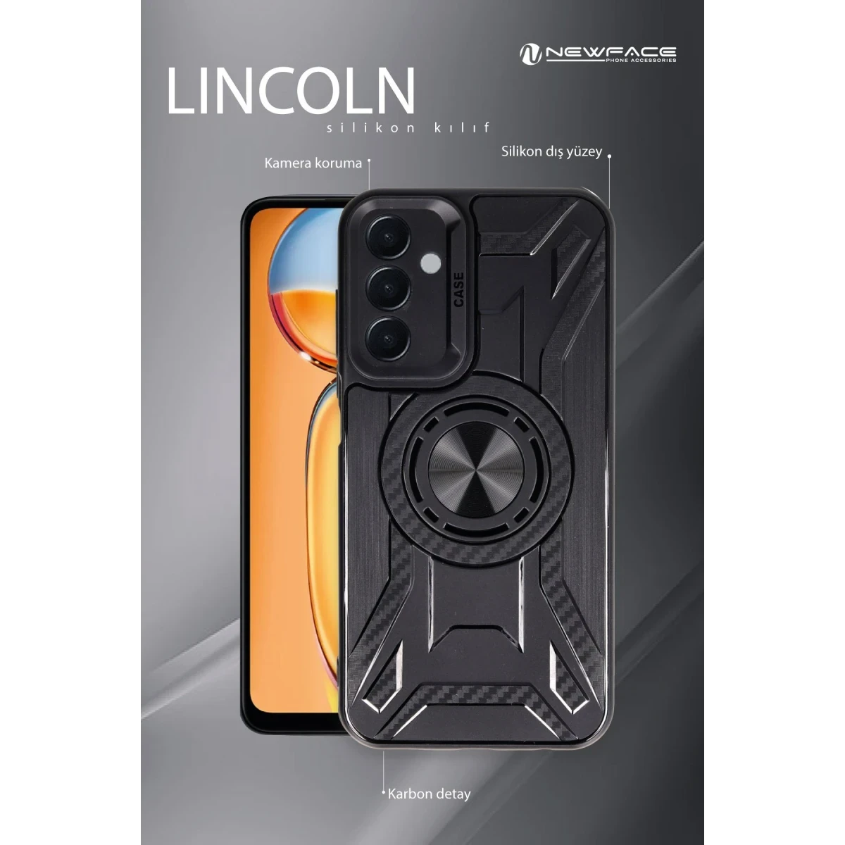 Newface Samsung Galaxy M15 Kılıf Lincoln Silikon - Siyah — görsel 8