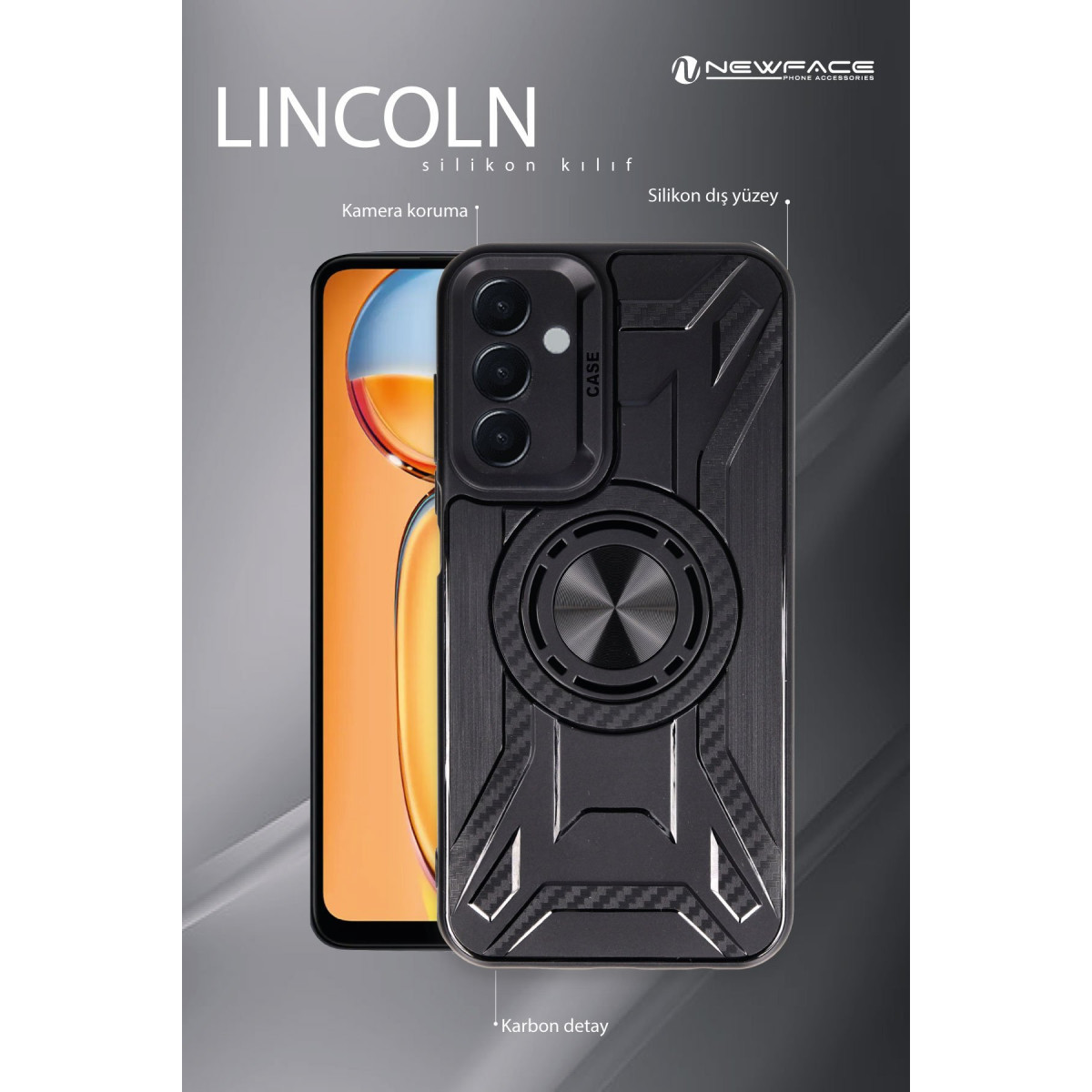 Newface Samsung Galaxy M15 Kılıf Lincoln Silikon - Siyah — görsel 12